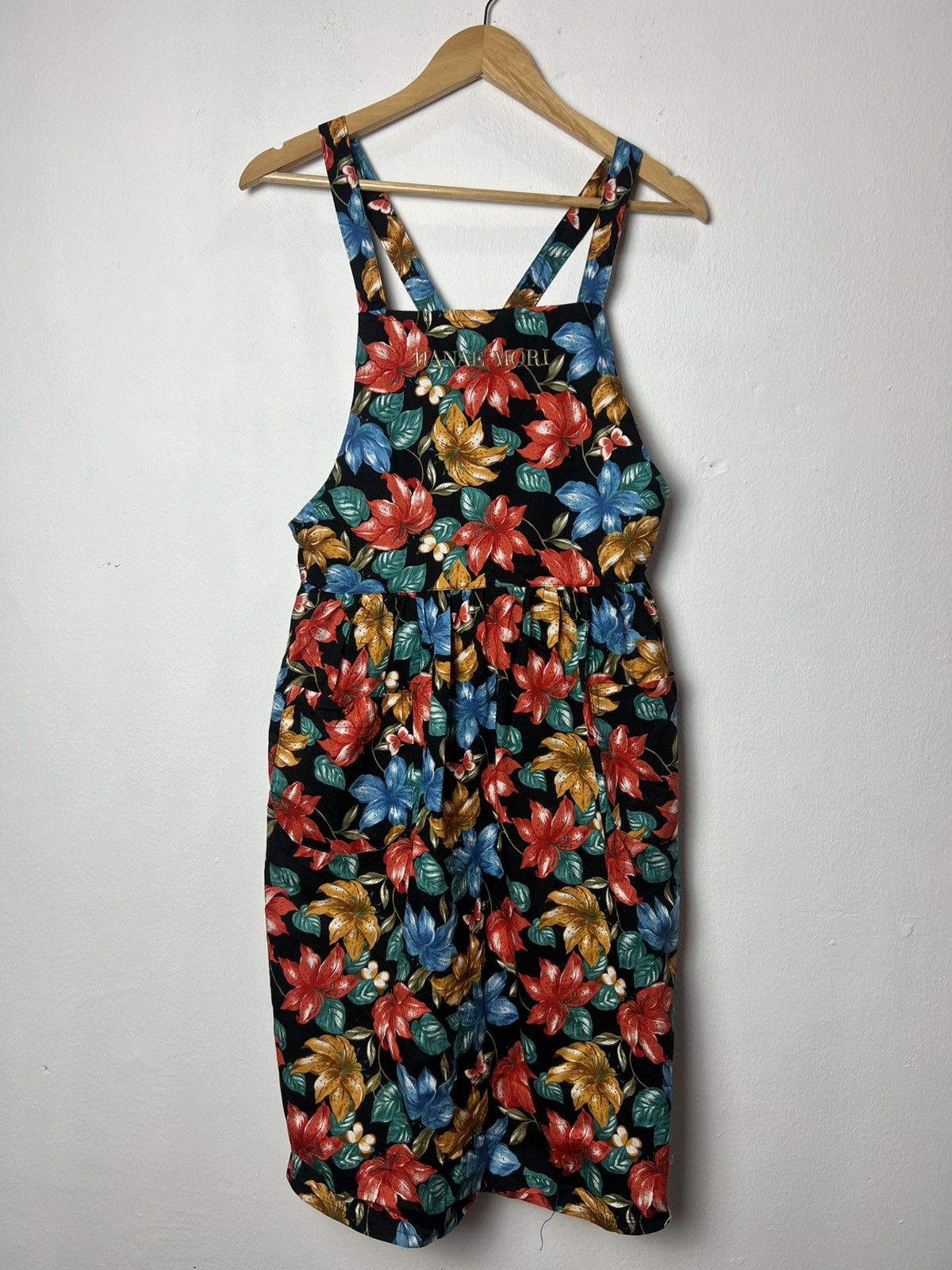 Japanese Brand Vintage Hanae Mori Floral Print Apron Dress Size ONE SIZE - 1 Thumbnail