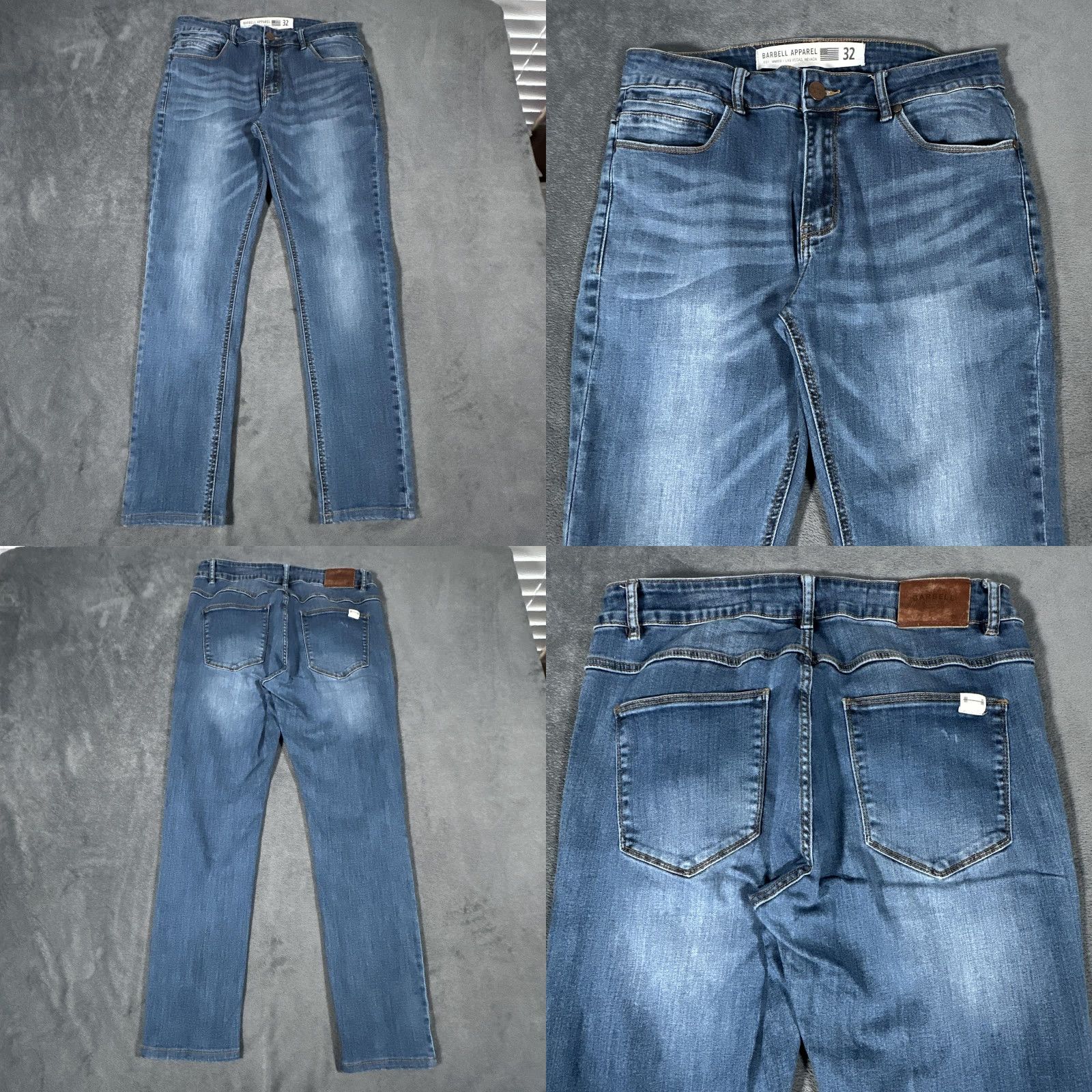 Vintage Barbell Apparel Jeans Mens 33x28 Blue Stretch Denim Tapered Athletic Fit Lot 2 Size US 32 / EU 48 - 10 Thumbnail