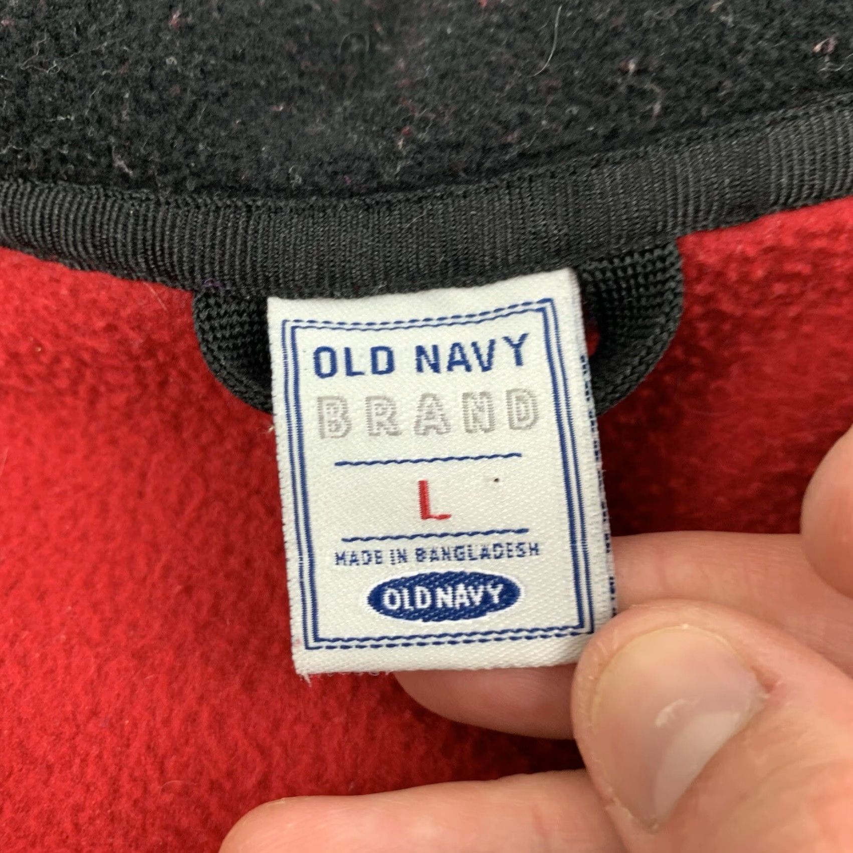 Old Navy VINTAGE Old Navy Jacket Adult L Fleece Quarter Zip Pullover Y2K Spell Out Red Mens Size US L / EU 52-54 / 3 - 4 Thumbnail