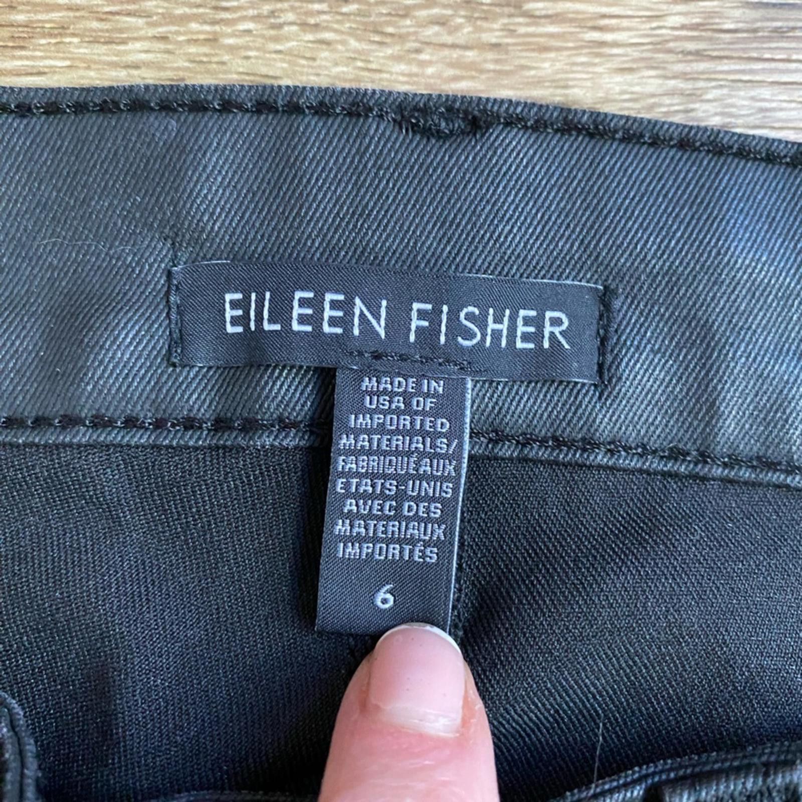 Eileen Fisher Eileen Fisher Black Wax Coated Skinny Pants 6 Mid Rise AS-IS Size 28" / US 6 / IT 42 - 7 Thumbnail