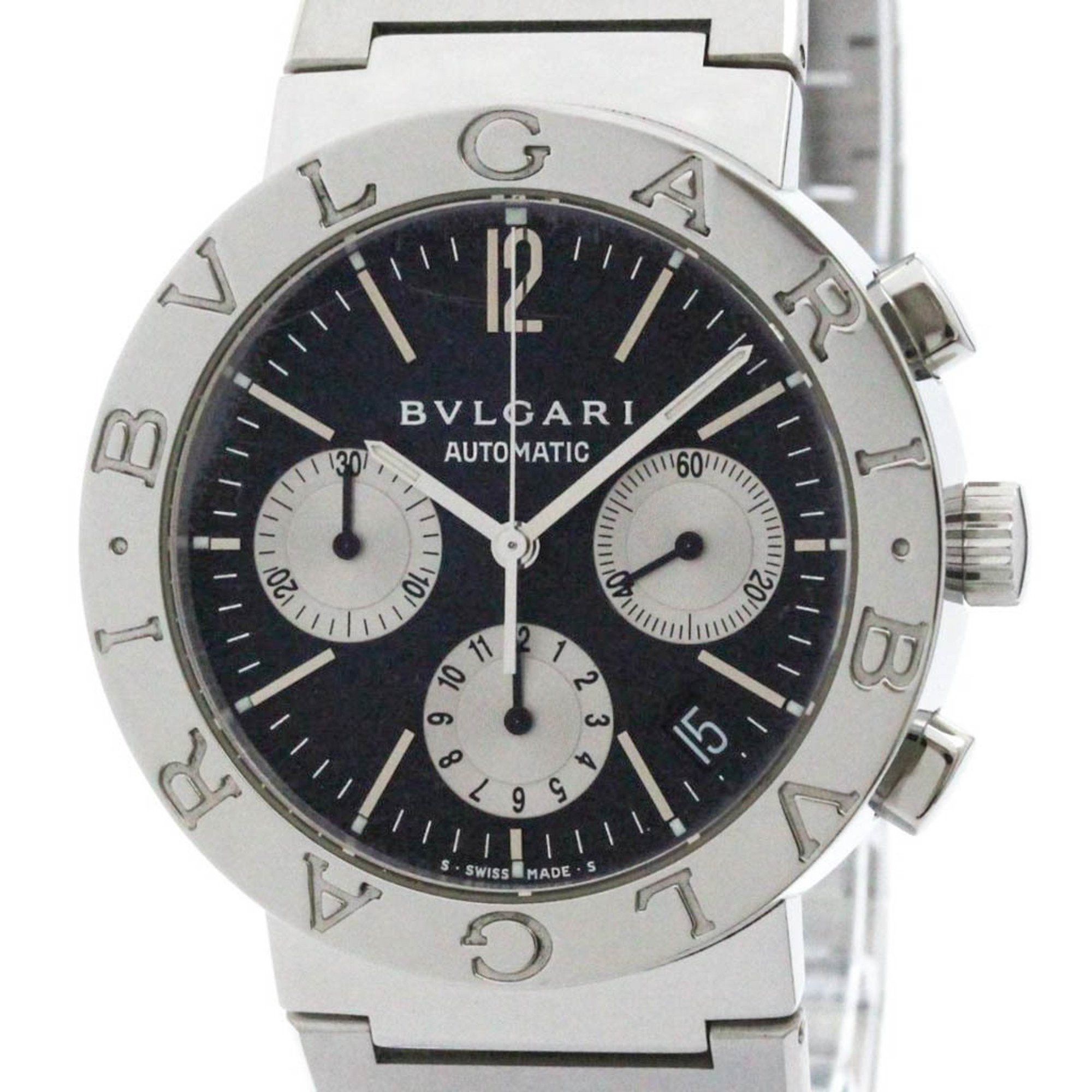 Polished Bvlgari Bvlgari-Bvlgari Chronograph Automatic Watch Bb38Ssch Bf581279 in Black, Women's