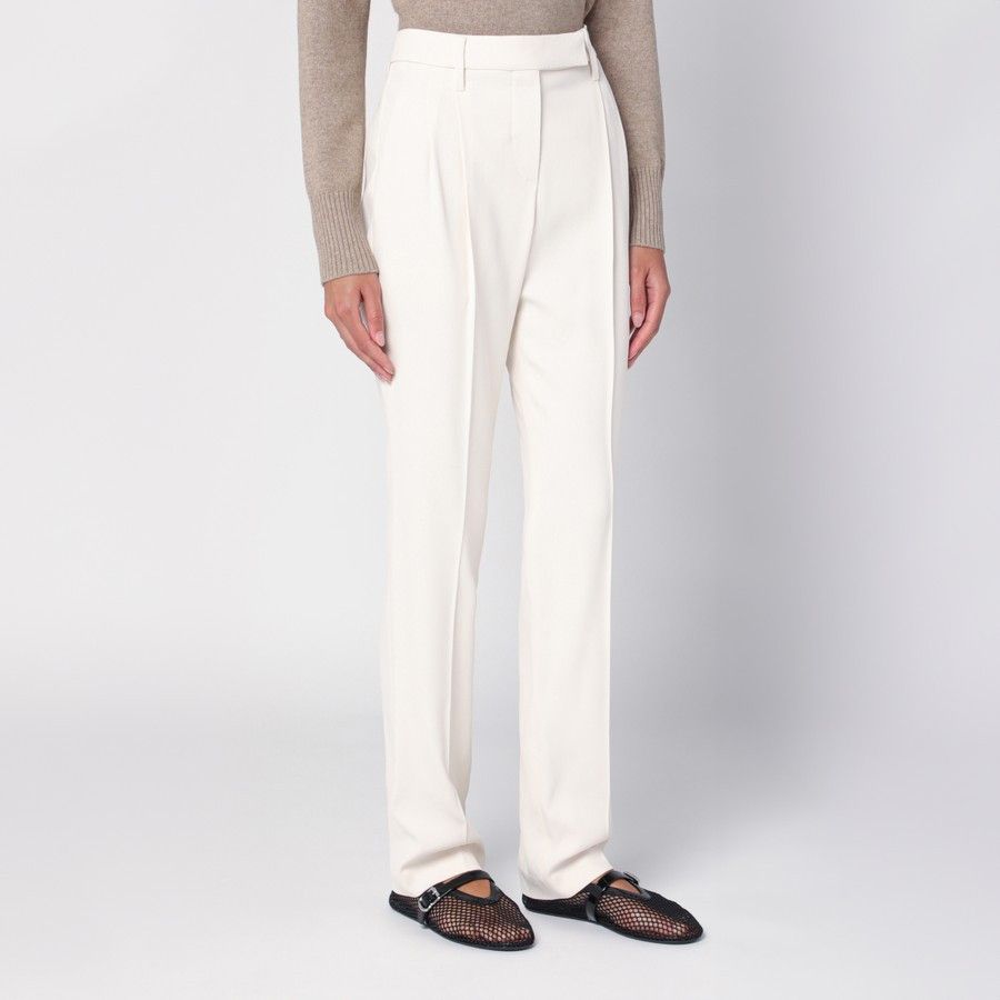 Brunello Cucinelli o1d2blof0824 Viscose Trousers in White Size 30" / US 8 / IT 44 - 3 Thumbnail