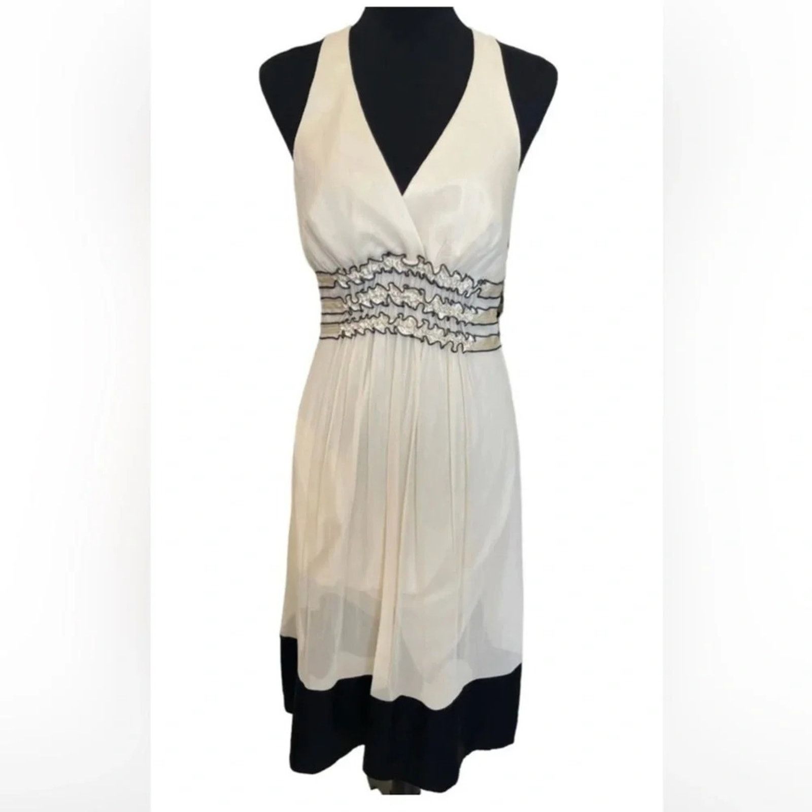 Bcbgmaxazria BCBG Maxazria 100% silk cream colored halter dress, size 8P Size M / US 6-8 / IT 42-44 - 1 Thumbnail