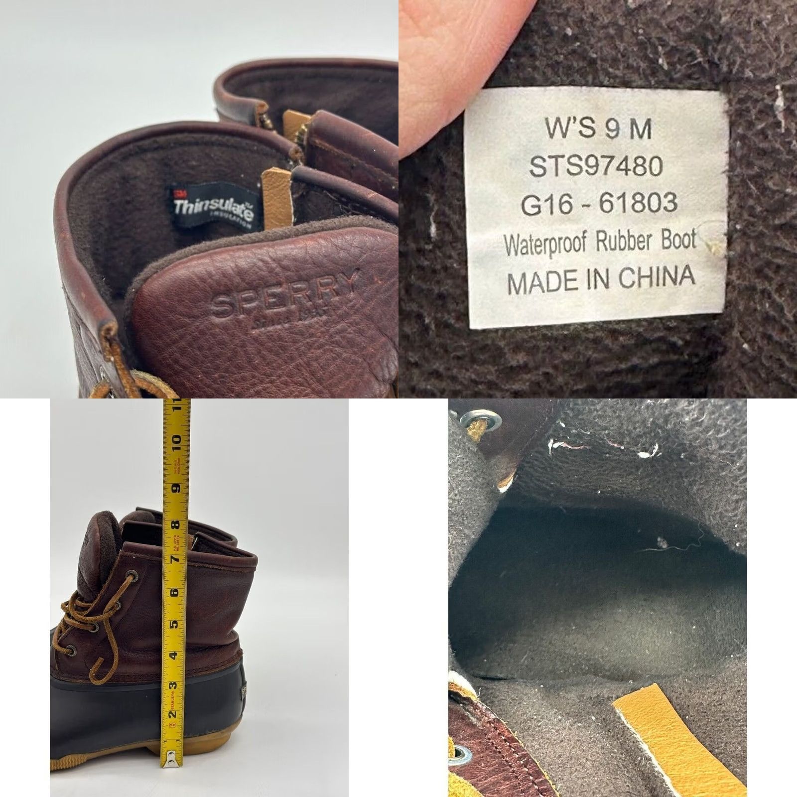 Sperry Sperry Saltwater Duck Boots Womens 9M Leather Waterproof Rubber Lace Up Ankle Bootie Brown Size US 9 / IT 39 - 8 Thumbnail