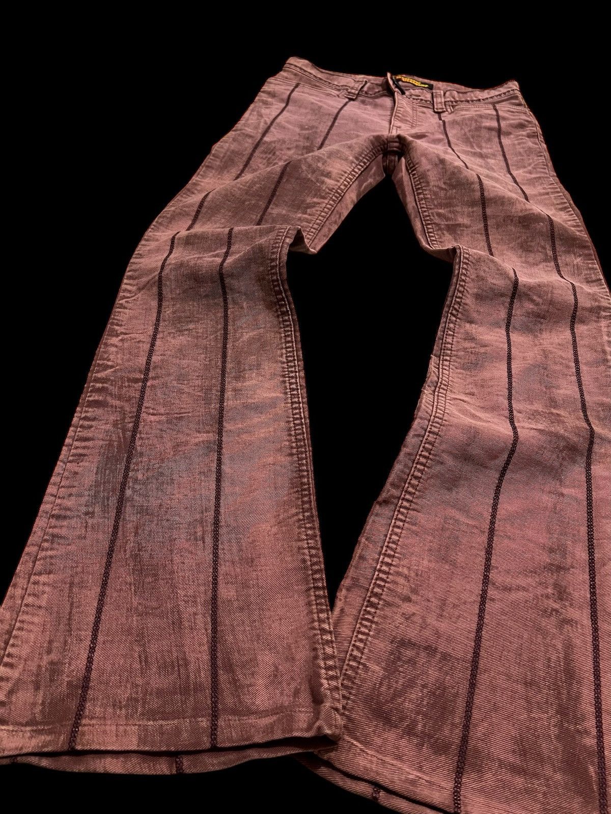 Hysteric Glamour × If Six Was Nine × Le Grande Bleu (L.G.B.) Hysteric acid wash maroon Flared Denim Pants Size US 27 - 3 Thumbnail