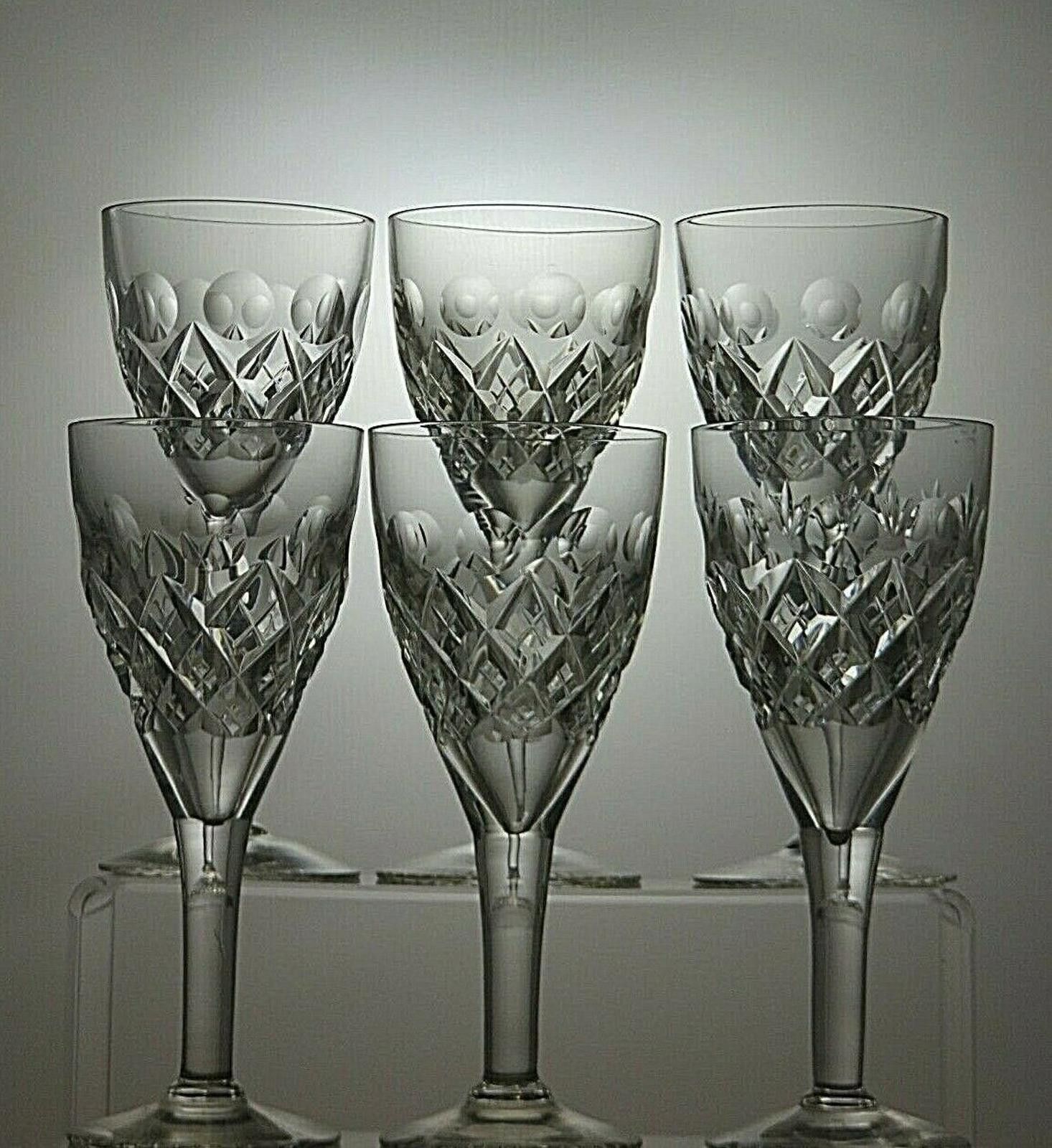 The Unbranded Brand Lead Crystal Cut Glass Set of 6 Wine Glasses 6 3/4" Size ONE SIZE - 3 Thumbnail