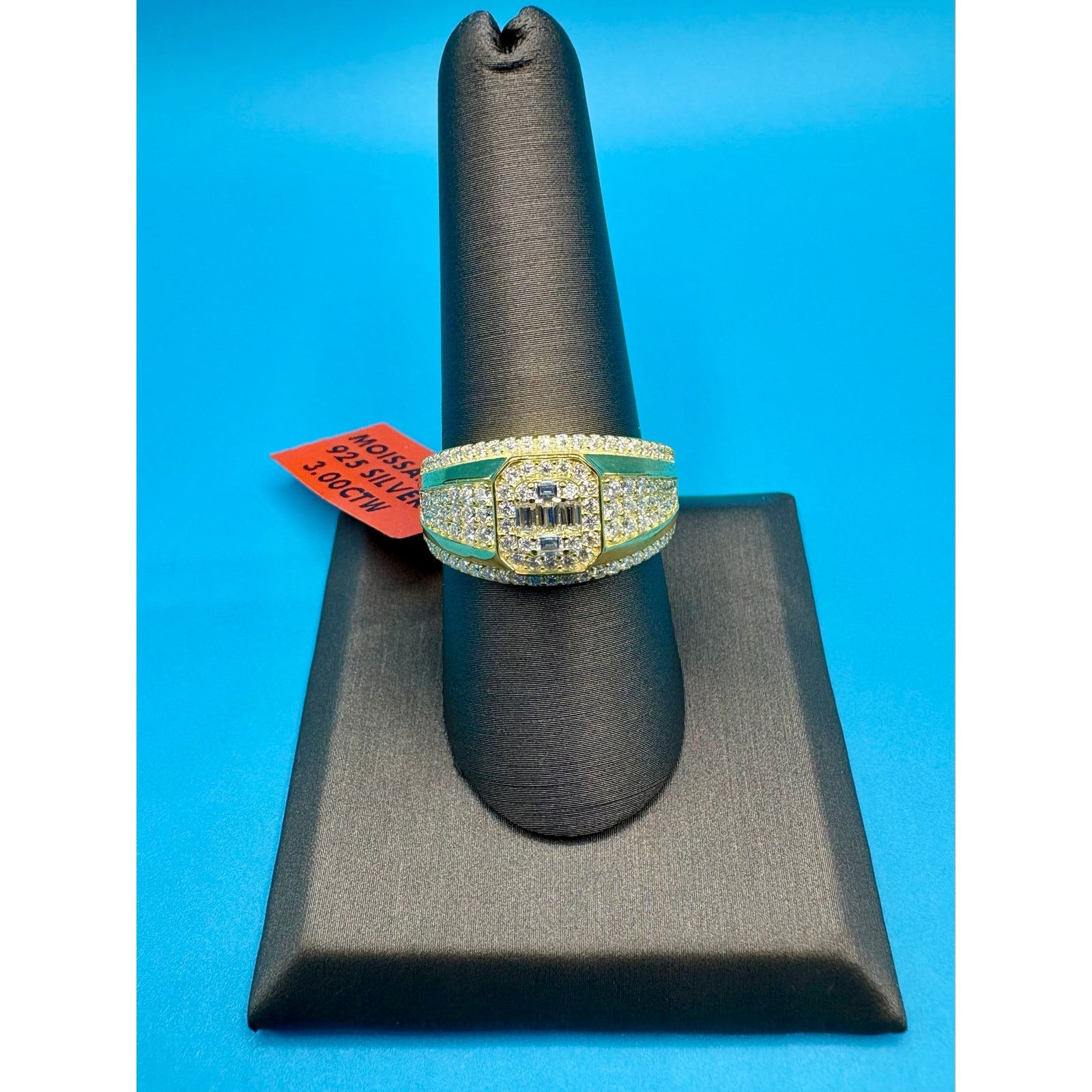 Jewelry Sz 12 - 3CTW Moissanite Gold Over 925 Silver Stamped Ring Size ONE SIZE - 1 Thumbnail