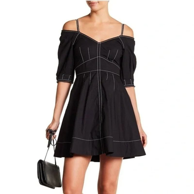 Derek Lam 10 Crosby Derek Lam 10 Crosby Poplin Off Shoulder Fit Flare Mini Dress Size M / US 6-8 / IT 42-44 - 1 Thumbnail