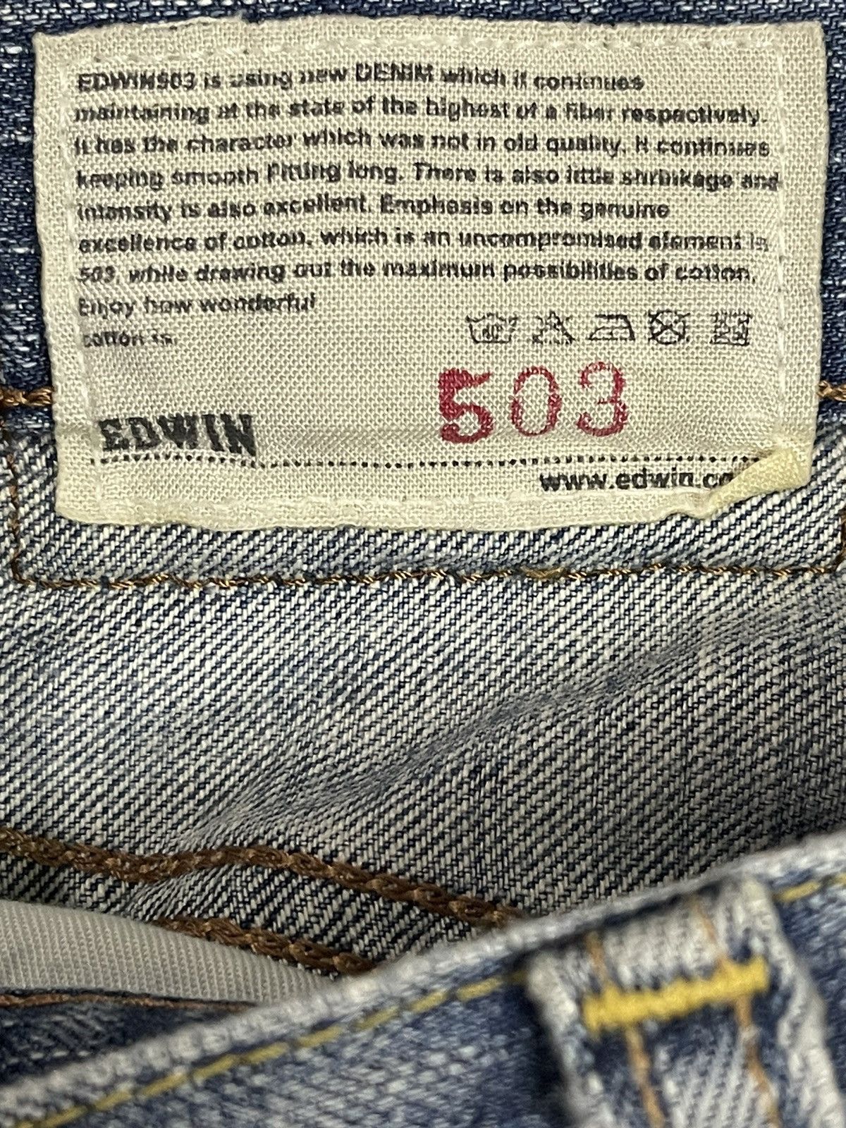 Edwin Vintage Edwin 503z Blue Faded Wash Distressed Baggy Jeans Size US 35 - 10 Thumbnail