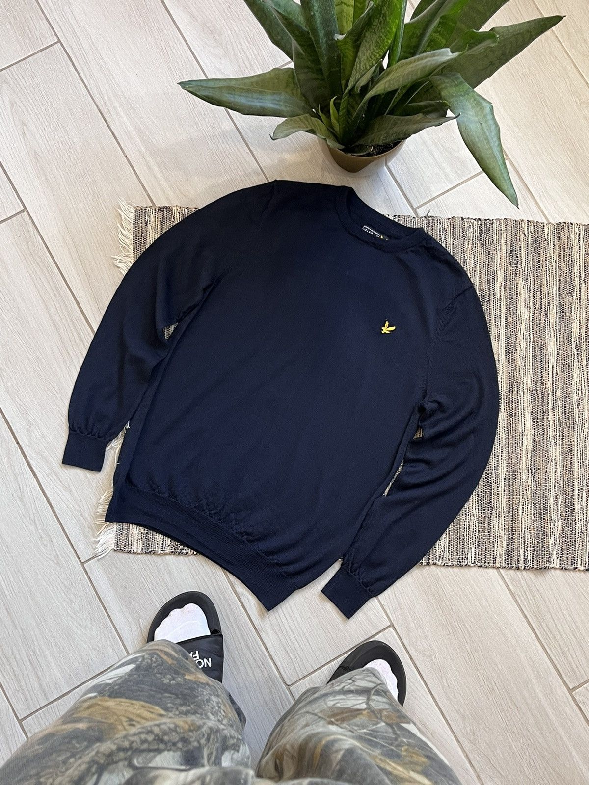 Lyle & Scott × Vintage Lyle Scott navy sweater cardigan minimalistic logo Size US XL / EU 56 / 4 - 1 Thumbnail