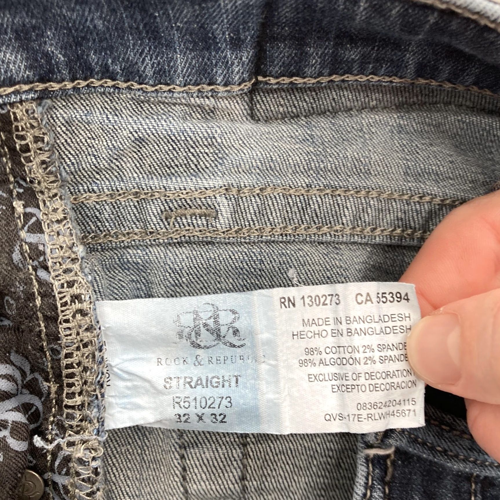 Vintage Rock & Republic Jeans Mens 32x32 Blue Straight Stretch Denim Zip Fly Grunge Rock Size US 32 / EU 48 - 5 Thumbnail