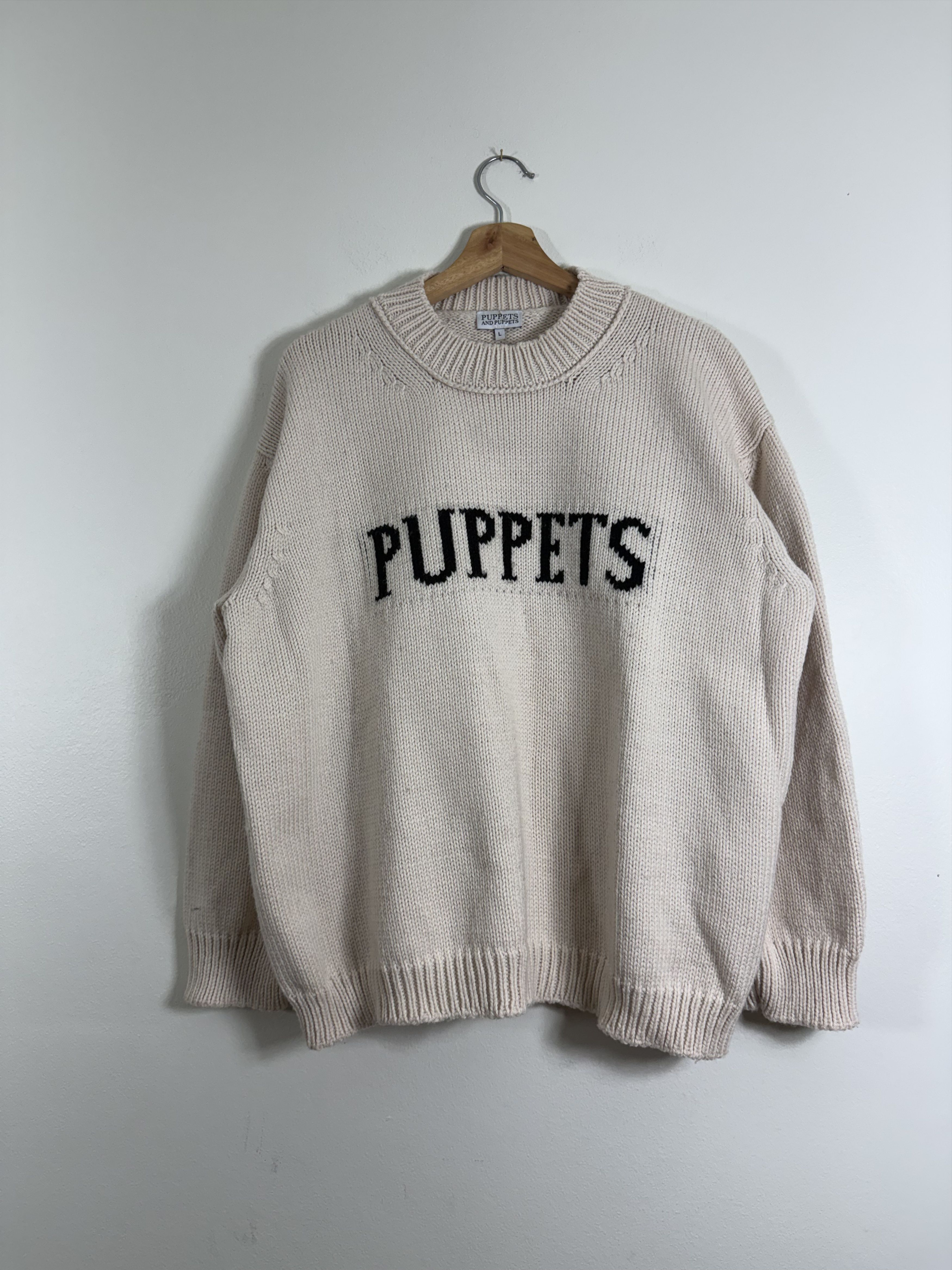 Other Puppets and Puppets Boxy Wool Tan Knit Sweater Size US L / EU 52-54 / 3 - 2 Thumbnail