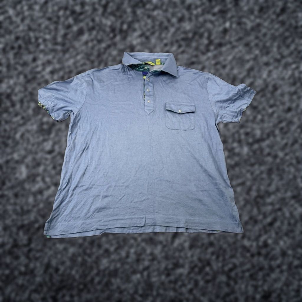 Robert Graham Robert Graham Classic Fit Polo Shirt Men’s XL Blue Short Sleeve Button Collared Casual Designer Shirt Size US XL / EU 56 / 4 - 1 Thumbnail