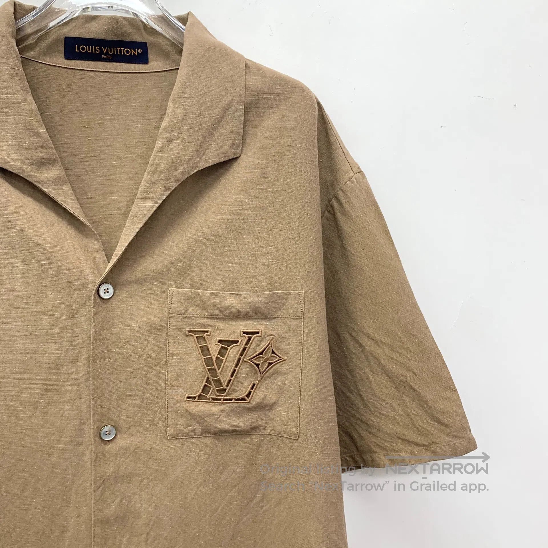 Louis Vuitton Louis Vuitton Brown Pocket Logo Embroidered Hemp Lapel Sin Size US XXL / EU 58 / 5 - 3 Thumbnail