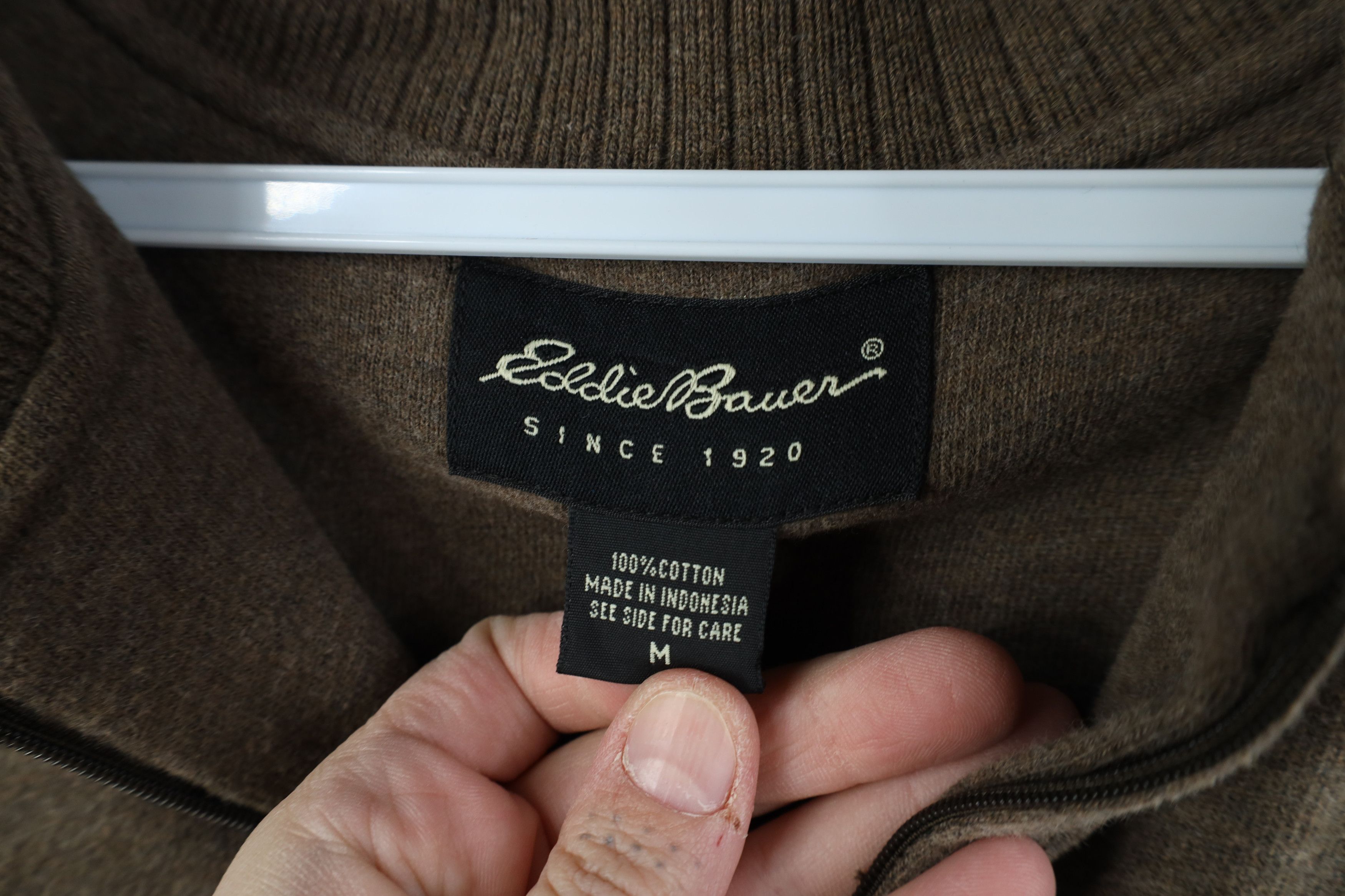 Eddie Bauer Vintage 90s Eddie Bauer Knit 1/4 Zip Collared Sweater Brown Size US M / EU 48-50 / 2 - 8 Thumbnail