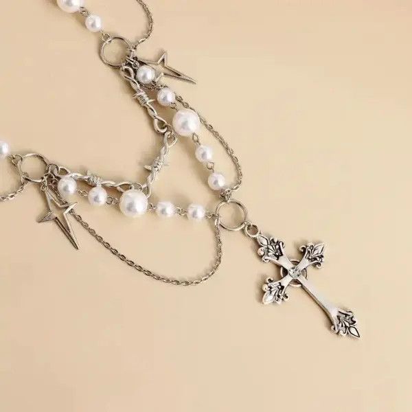 Vintage Victorian Gothic Cross Rosary Necklace Size ONE SIZE - 2 Thumbnail