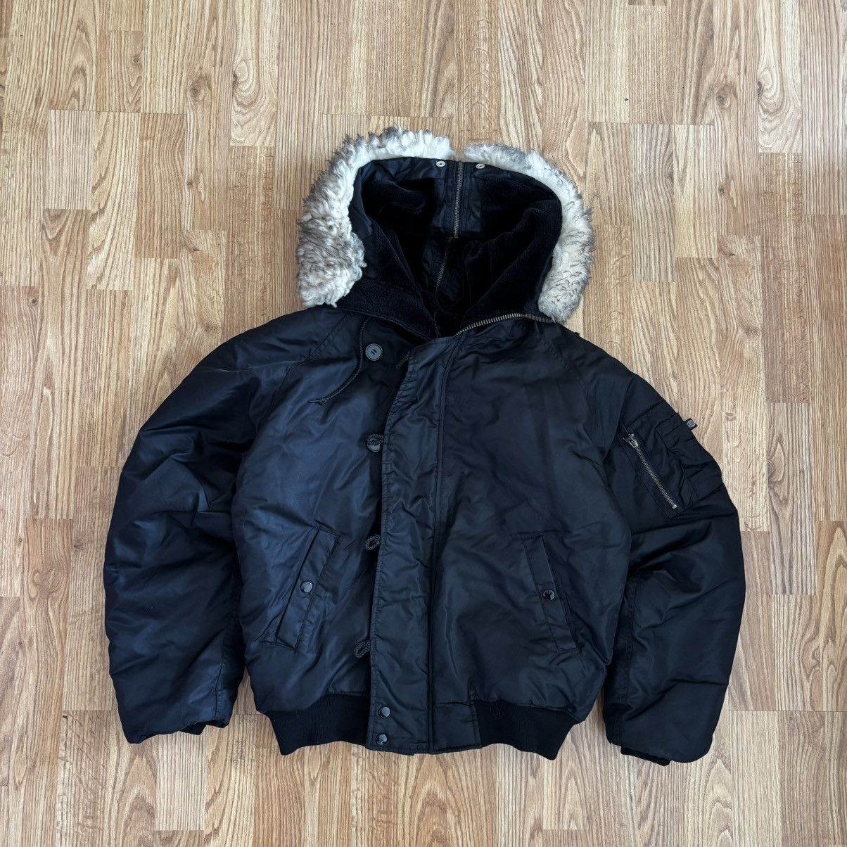 Other LGB Style Polar-Jacket Fur Hood MA1 Nylon Black Women Y2K Size S / US 4 / IT 40 - 1 Thumbnail