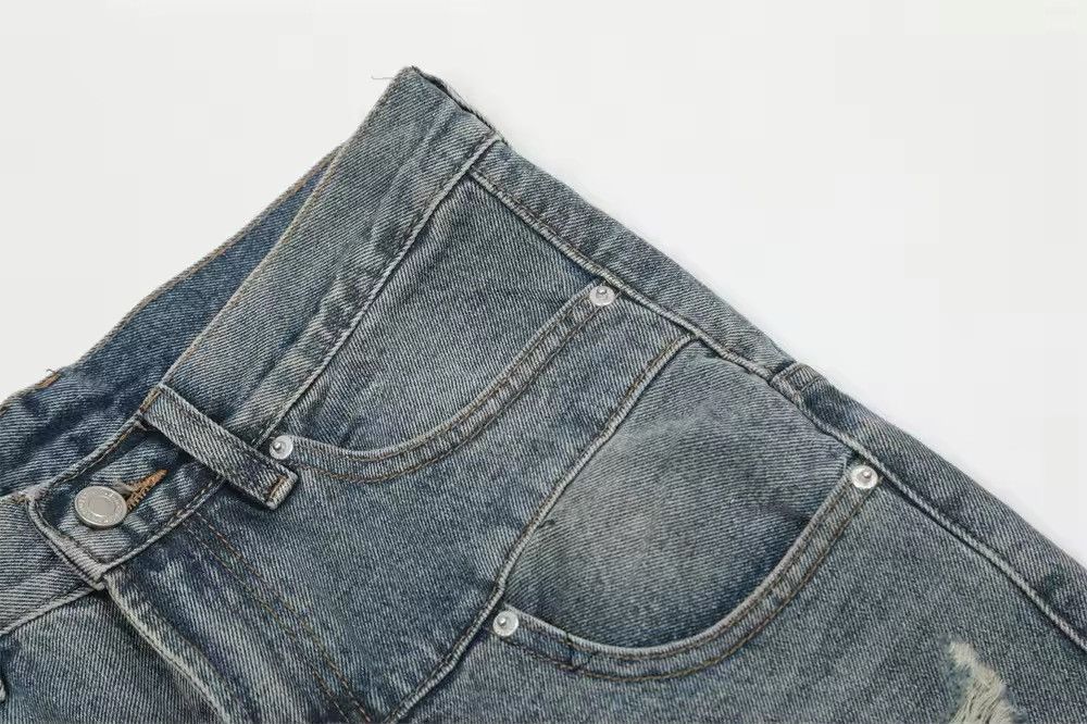 Japanese Brand × Jean Vintage Splicing Ring Button Micro Ripped Jeans Size US 32 / EU 48 - 8 Thumbnail