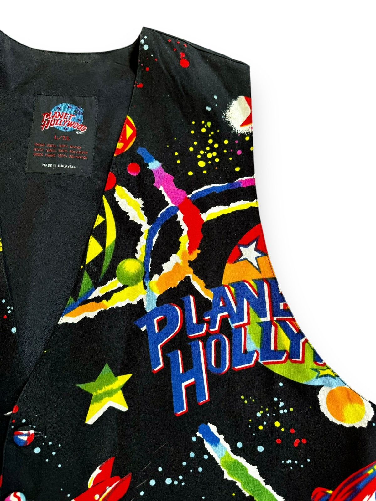 Planet Hollywood × Vintage 1996 Planet Hollywood Vintage 90’s Neon Abstract Vest Size US L / EU 52-54 / 3 - 3 Thumbnail