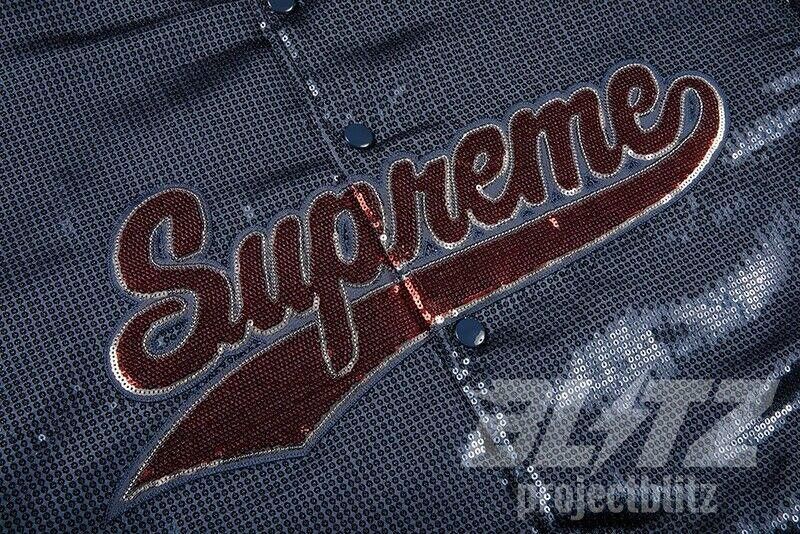 Supreme SS23 Supreme Mitchell & Ness Sequin Varsity Jacket Navy XL Size US XL / EU 56 / 4 - 3 Thumbnail