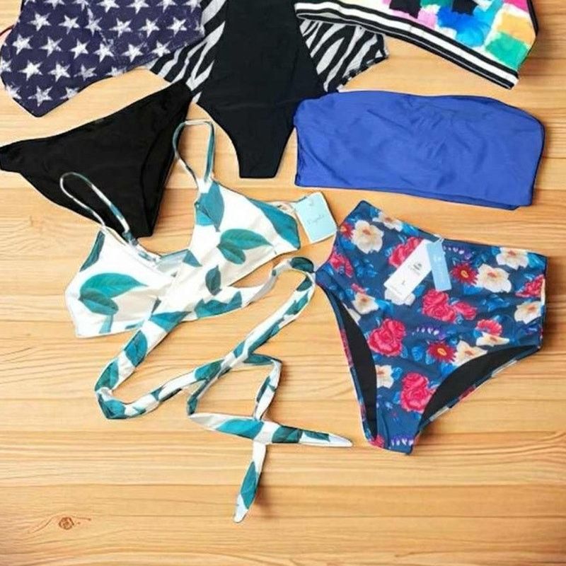 Lucky Brand 8pc Swim Bottoms/Tops Bikini New w/ Tags/Light Wear Large Size ONE SIZE - 3 Thumbnail