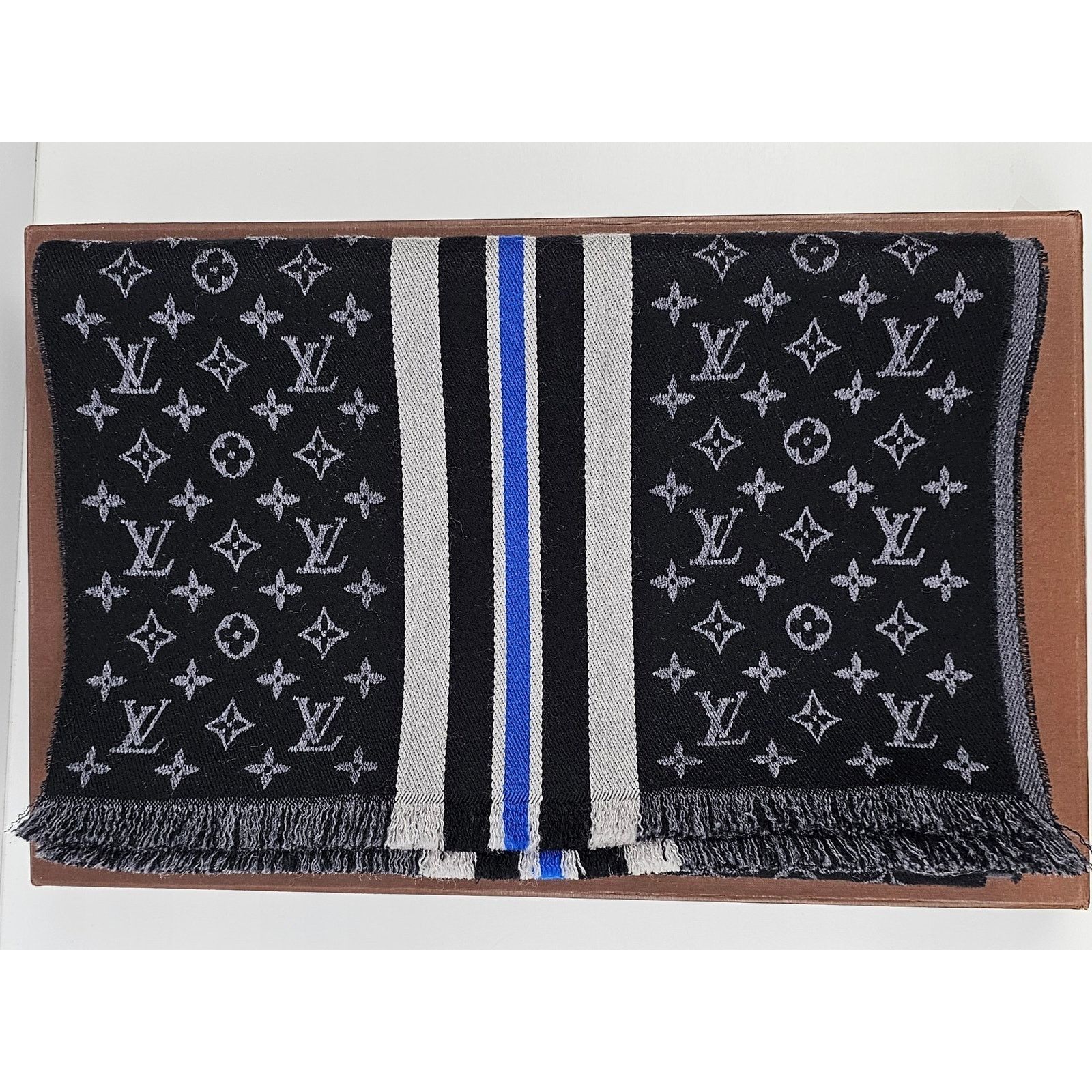 Louis Vuitton Louis Vuitton Wool Scarf in black with a stripe design Size ONE SIZE - 1 Thumbnail