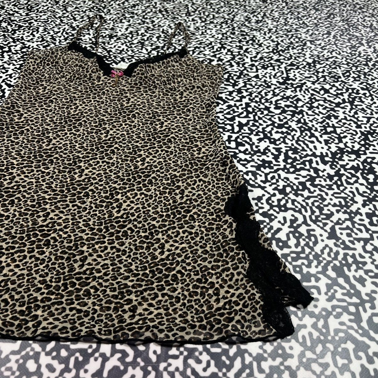 Vintage Vintage Y2K Leopard Mesh Sexy Nightie Mini Dress Retro Style Size S / US 4 / IT 40 - 6 Thumbnail