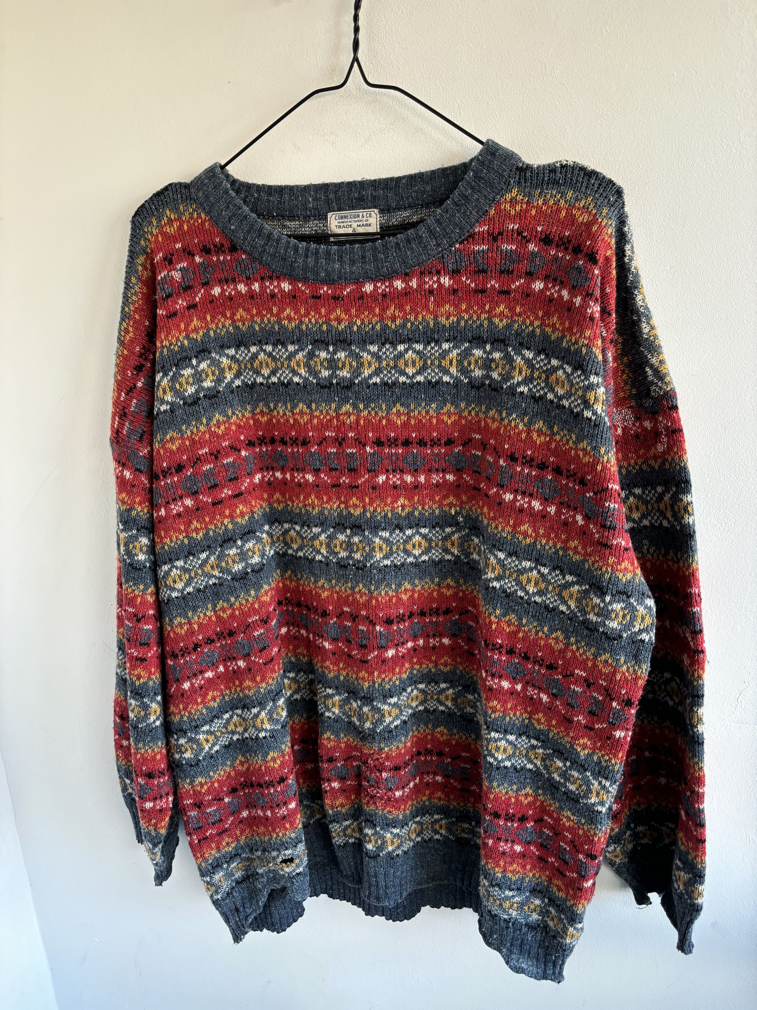 Vintage Vintage Trashed Wool Sweater Size US M / EU 48-50 / 2 - 1 Thumbnail