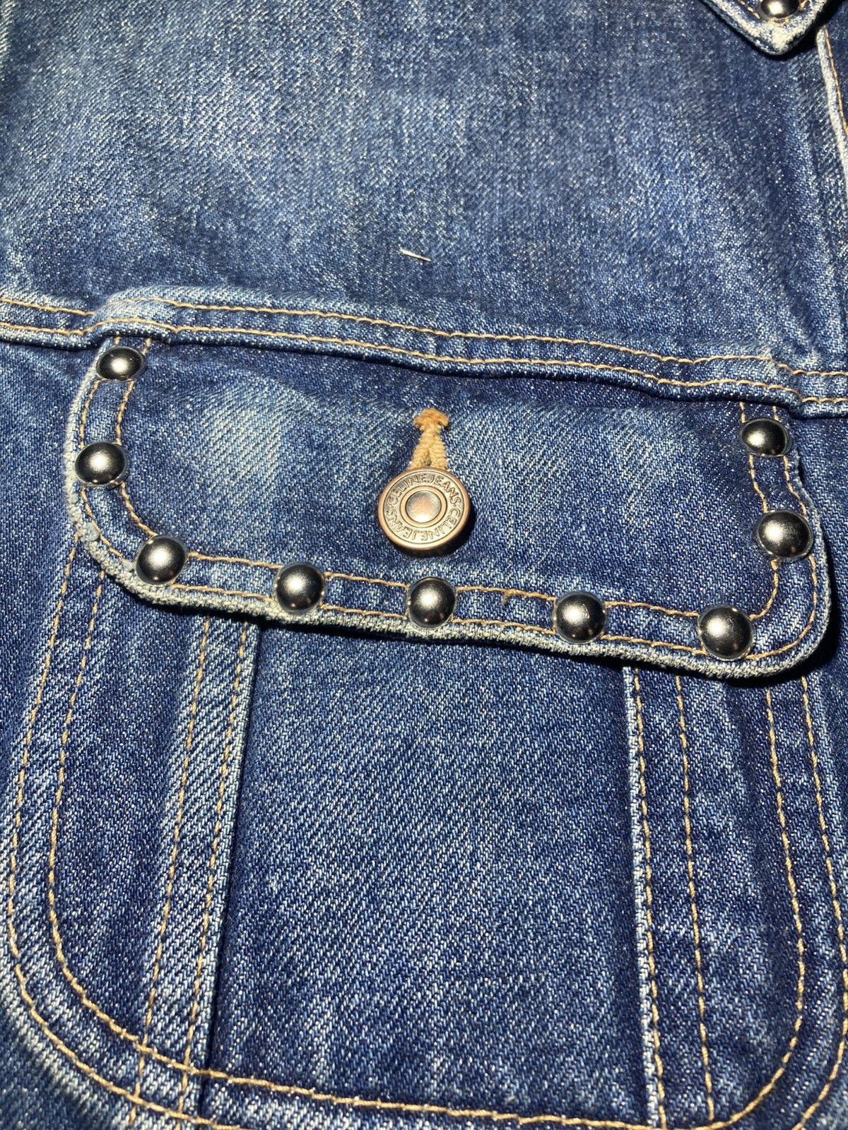 Celine × Hedi Slimane New SS23 Celine Cut Off Denim Jacket Studded Tassel Fringe Size US L / EU 52-54 / 3 - 3 Thumbnail