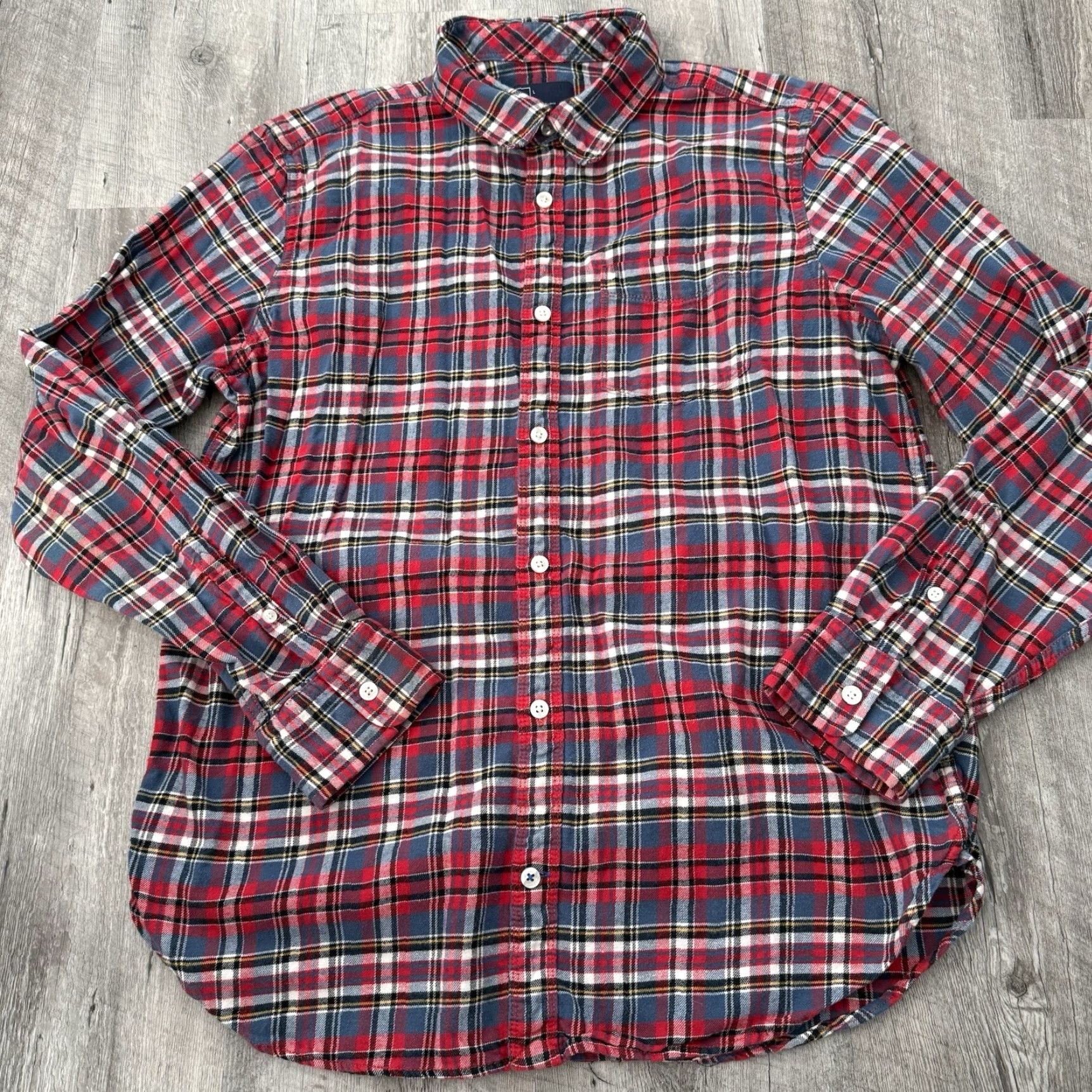 Gap GAP Shirt Mens Large Flannel Long Sleeve Red Plaid 100% Cotton Button-Up Casual Regular Fit Pocket Size US L / EU 52-54 / 3 - 7 Thumbnail