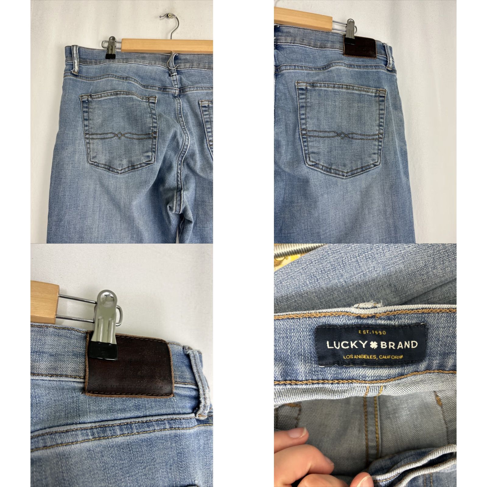 Lucky Brand Lucky Brand 363 Straight Jeans Mens 38x30 Light Wash Blue Stains Regular Inseam 30 Size US 38 / EU 54 - 9 Thumbnail