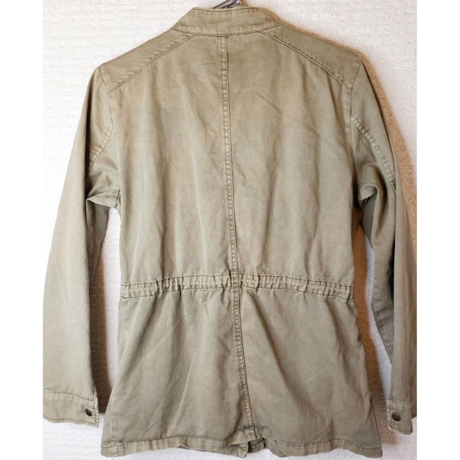 Vintage British Khaki Women's M Military Utility Cargo Safari Jacket Light Weight Olive Green Size M / US 6-8 / IT 42-44 - 7 Thumbnail