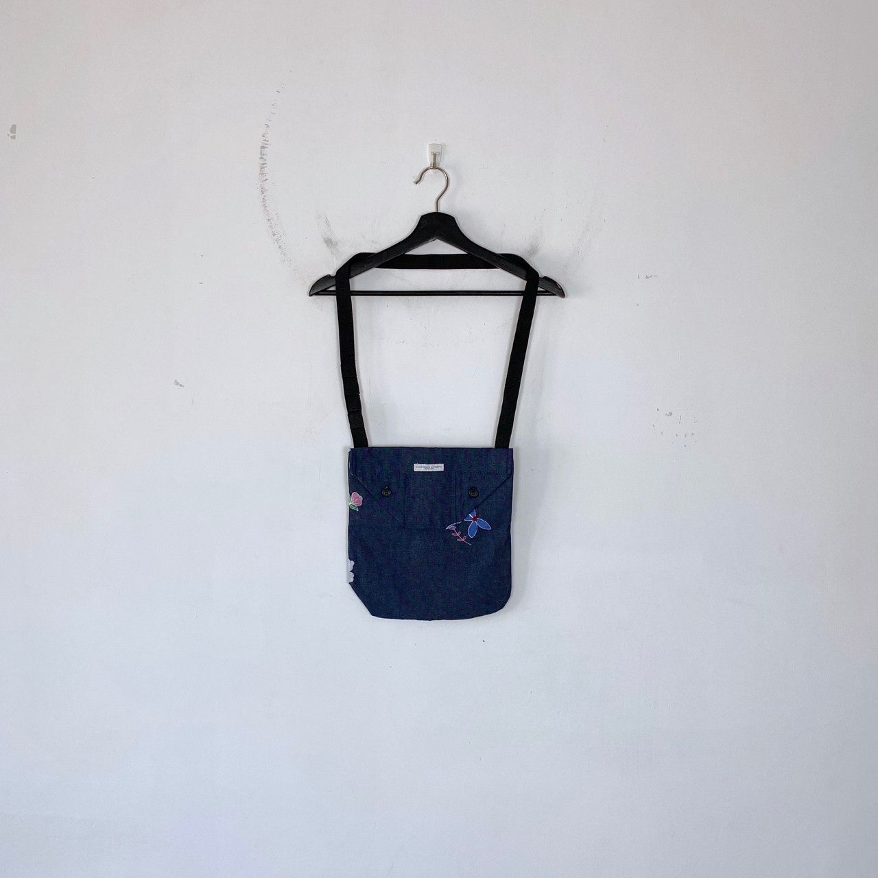 Engineered Garments INDIGO DENIM FLORAL EMBROIDERY SHOULDER POUCH Size ONE SIZE - 1 Thumbnail