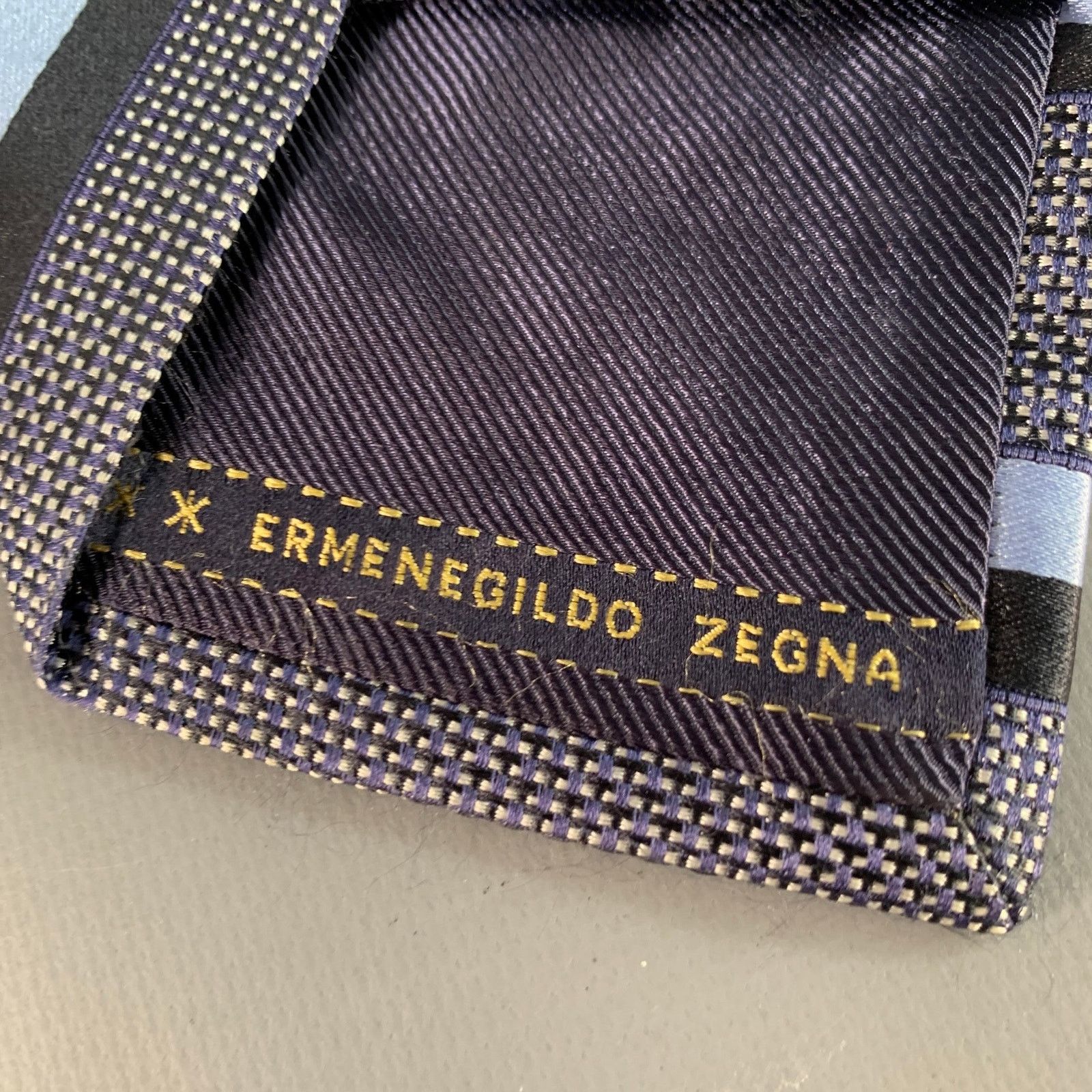 Ermenegildo Zegna Size One Size Black Blue Diagonal Stripe Silk Tie Size ONE SIZE - 7 Thumbnail