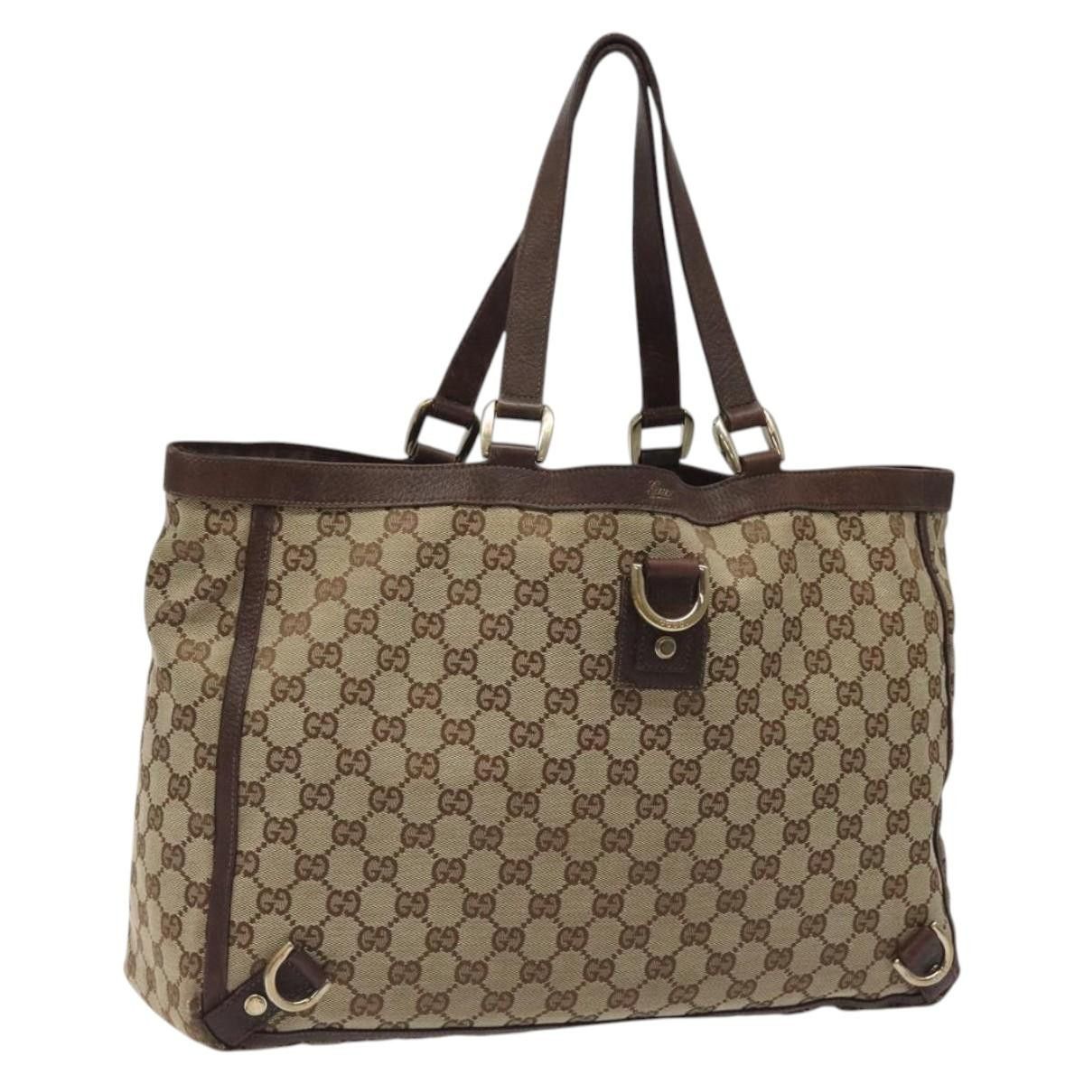 Gucci GG Canvas Abbey Shoulder Bag Beige Gold 141472 Auth Bs25241 in Beige/Gold, Women's