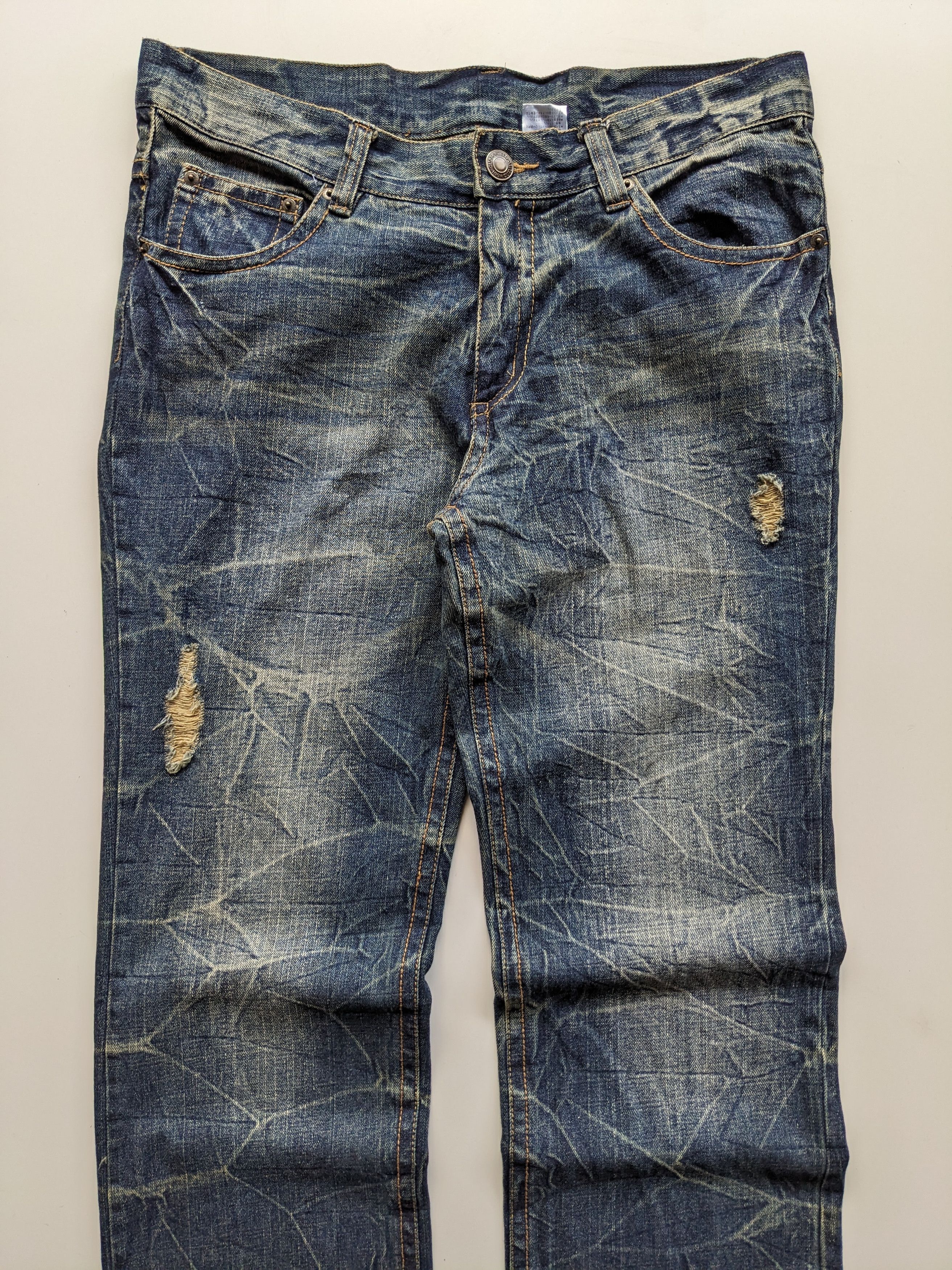 Japanese Brand Japanese brand honeycomb faded clawmark jeans Size US 35 - 4 Thumbnail