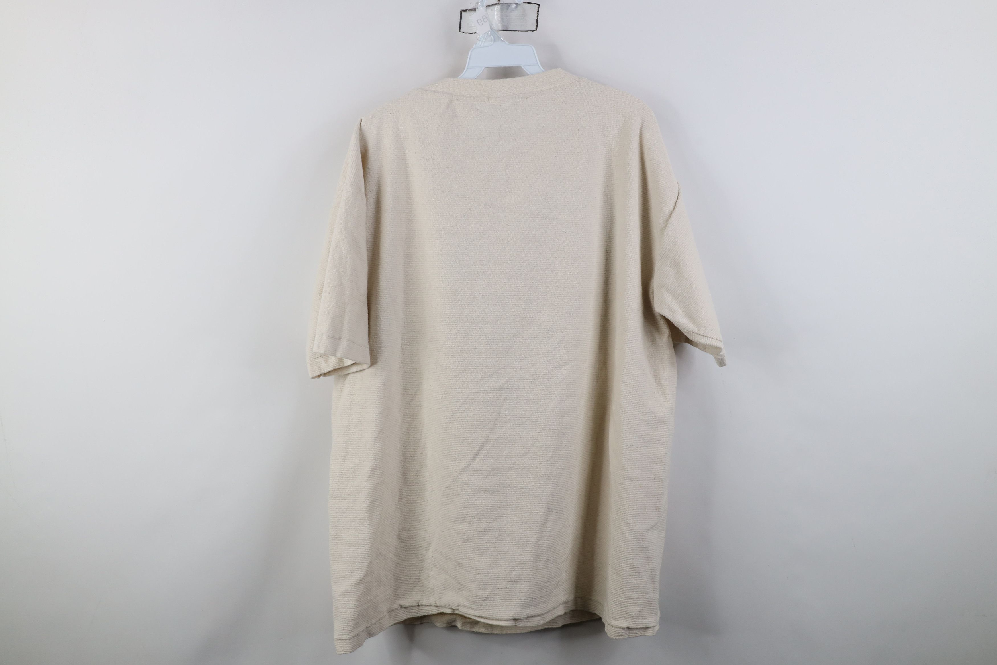 Vintage Vintage 90s Mountains Bear Ribbed Knit T-Shirt Beige USA Size US XL / EU 56 / 4 - 14 Thumbnail