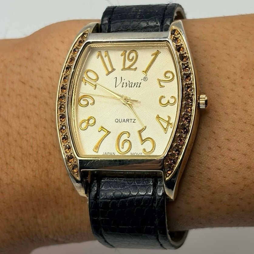Other Gold & Black Crystal Vivani Watch Size ONE SIZE - 2 Thumbnail