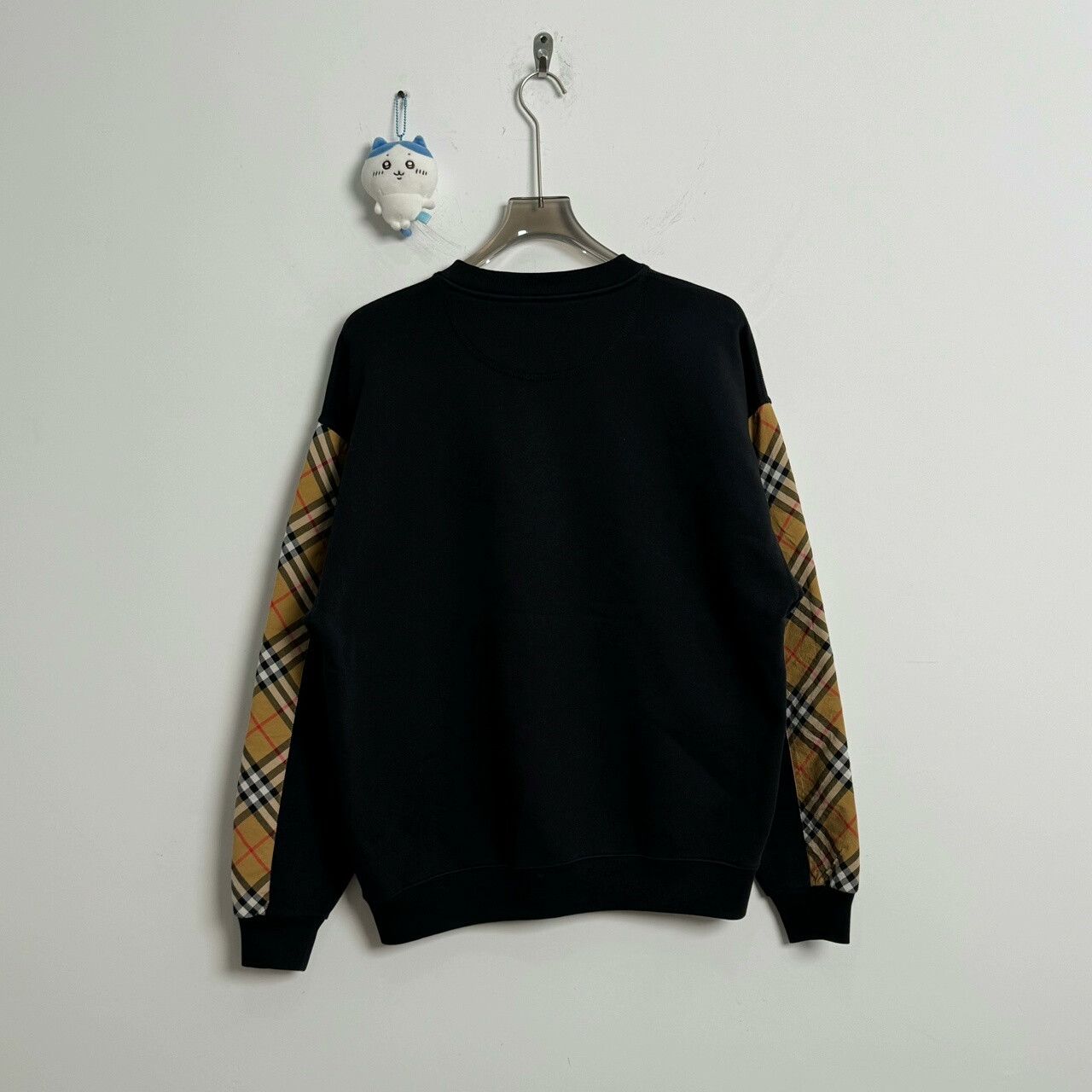 Burberry Burberry Black Logo Sweatshirt with Plaid Size US M / EU 48-50 / 2 - 1 Thumbnail