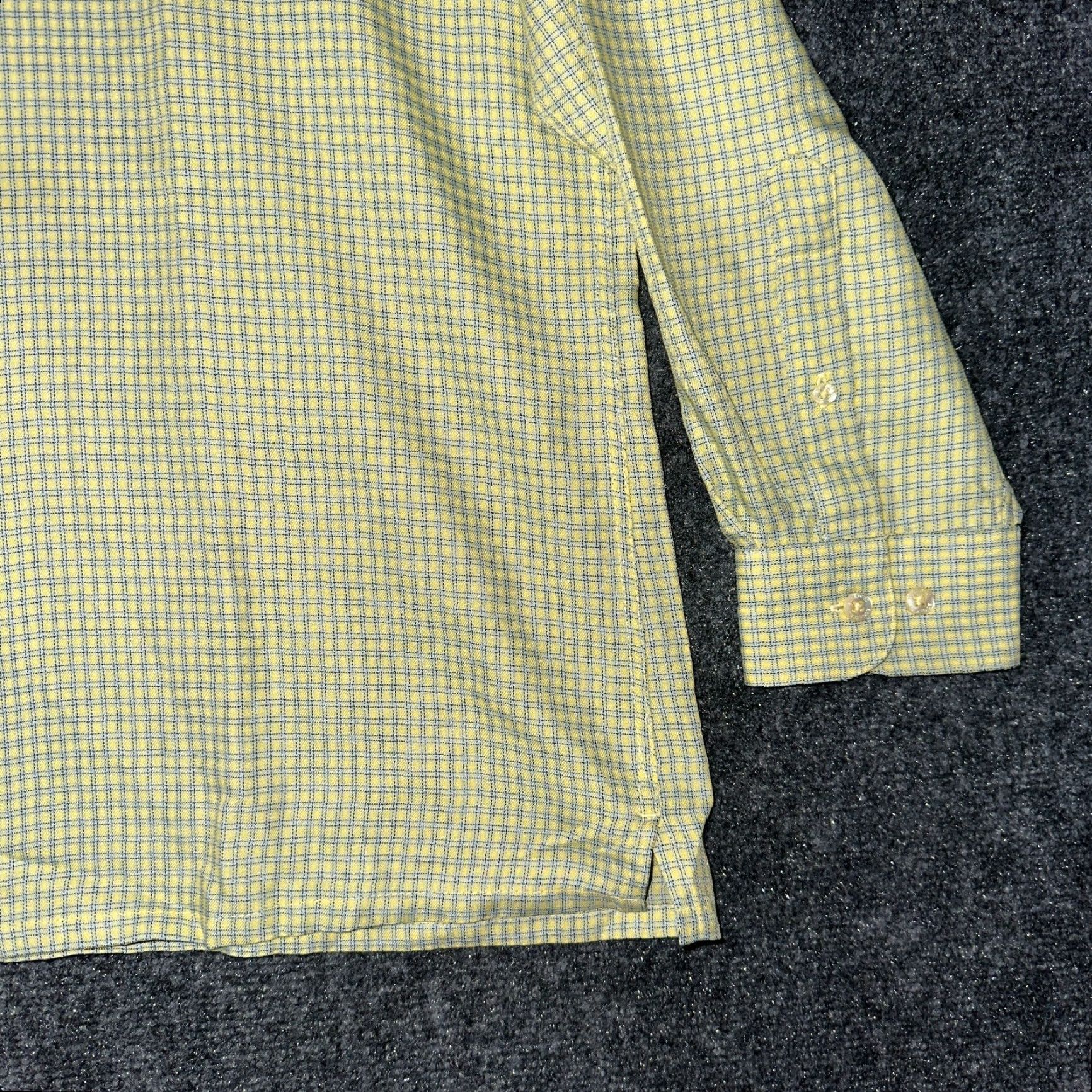 BUGATCHI Bugatchi Uomo Shirt Mens Large Button Up Plaid Long Sleeve Yellow Blue, Pocket, Button-Up, Collar, Regular Fit Size US L / EU 52-54 / 3 - 4 Thumbnail