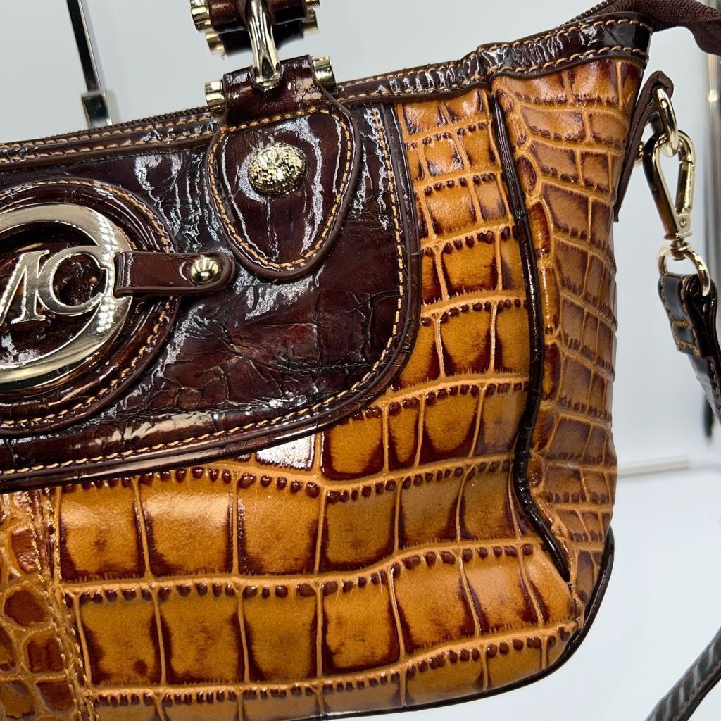 Other Madi Claire Vintage Faux Reptile Embossed Two Way Bag with Marigold interior Size ONE SIZE - 2 Thumbnail
