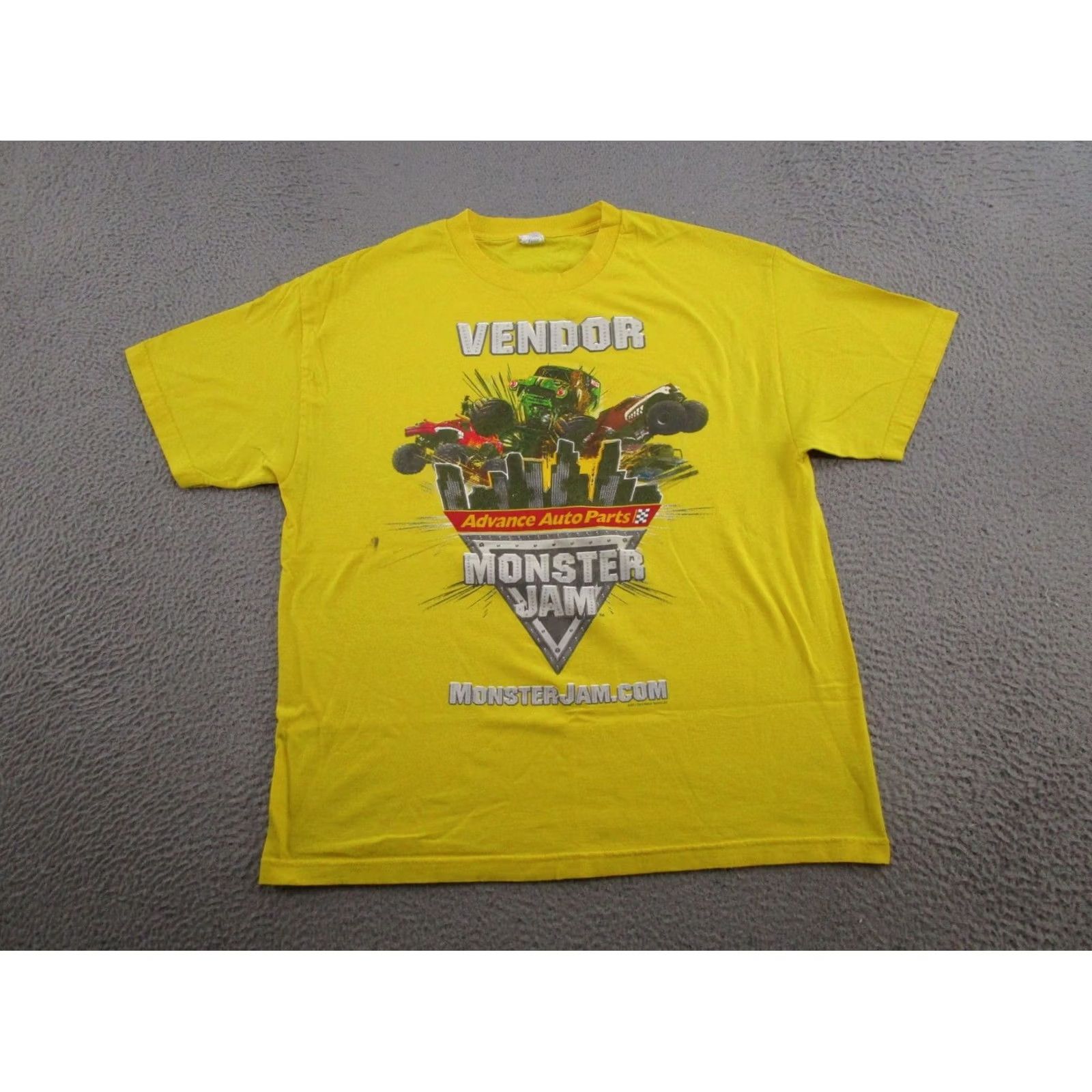 Vintage Monster Jam Trucks T-Shirt Mens Size XL Read Graphic Print 2 Sided Alstyle Cotton Yellow Crew Neck Vintage No Size US XL / EU 56 / 4 - 2 Thumbnail