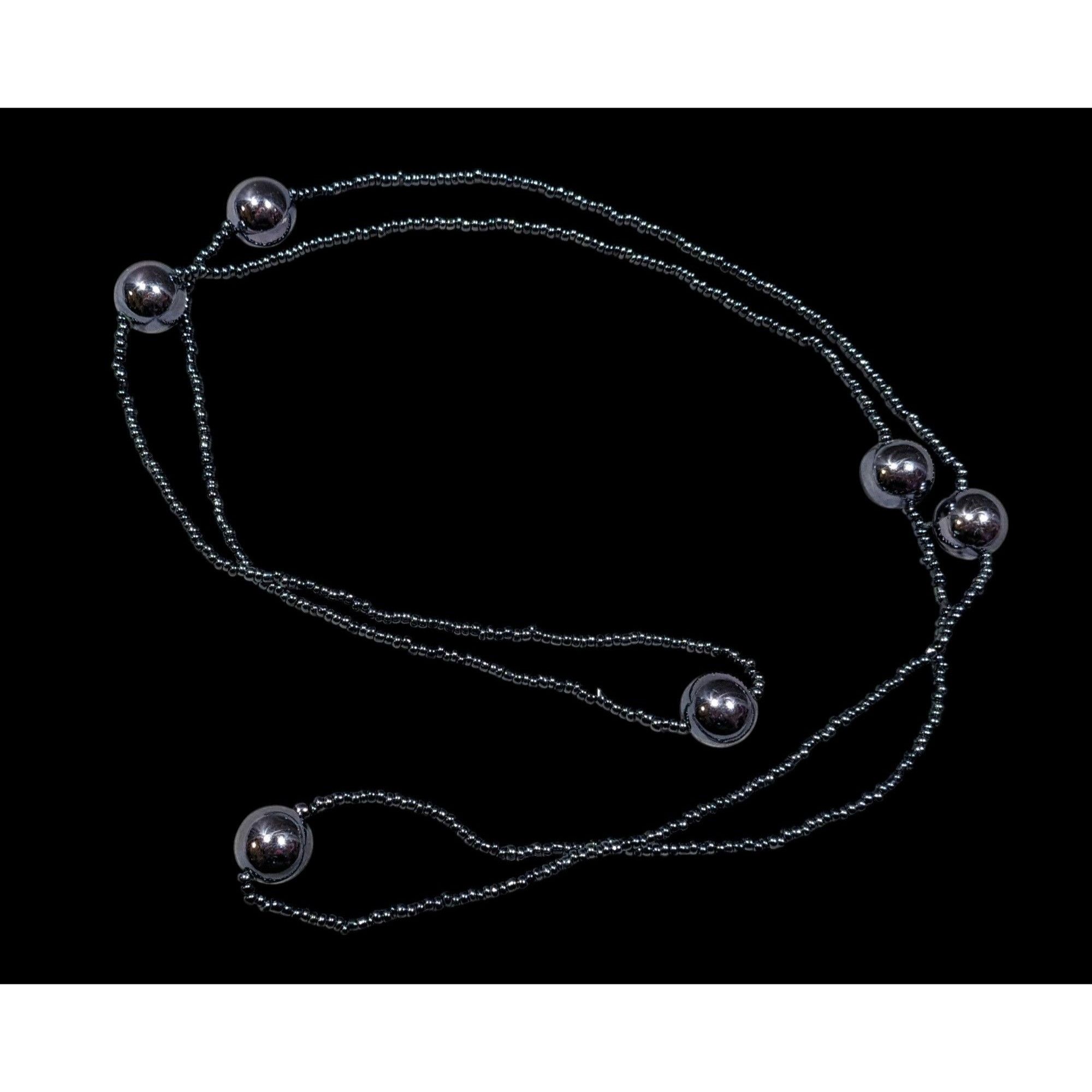 Other Simple Glass Beaded Metallic Silver Tone Necklace Size ONE SIZE - 3 Thumbnail