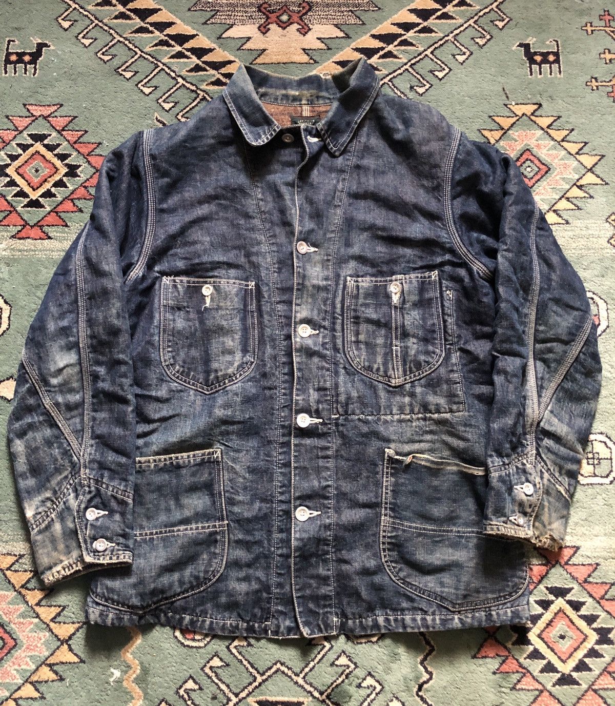 Japanese Brand Vintage Let It Ride ELT Japan Thrashed Chore Cowboy Jacket Size US M / EU 48-50 / 2 - 14 Thumbnail