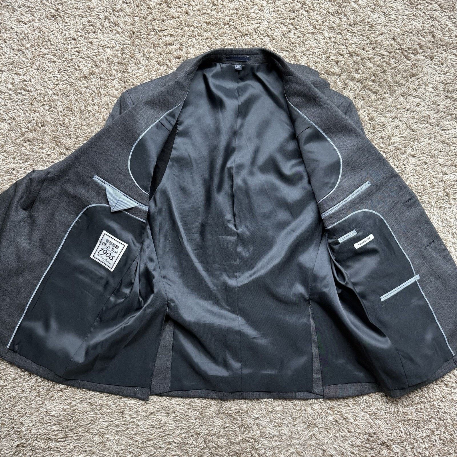 Jos. A. Bank Jos A Bank 40 Short 32” Waist Grey Wool Jacket Pants Suit Size 40S - 5 Thumbnail