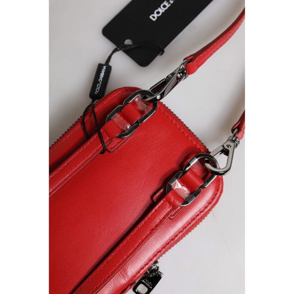 Dolce & Gabbana Dolce & Gabbana Red Leather Purse Phone Sling Crossbody Neck Size ONE SIZE - 6 Thumbnail