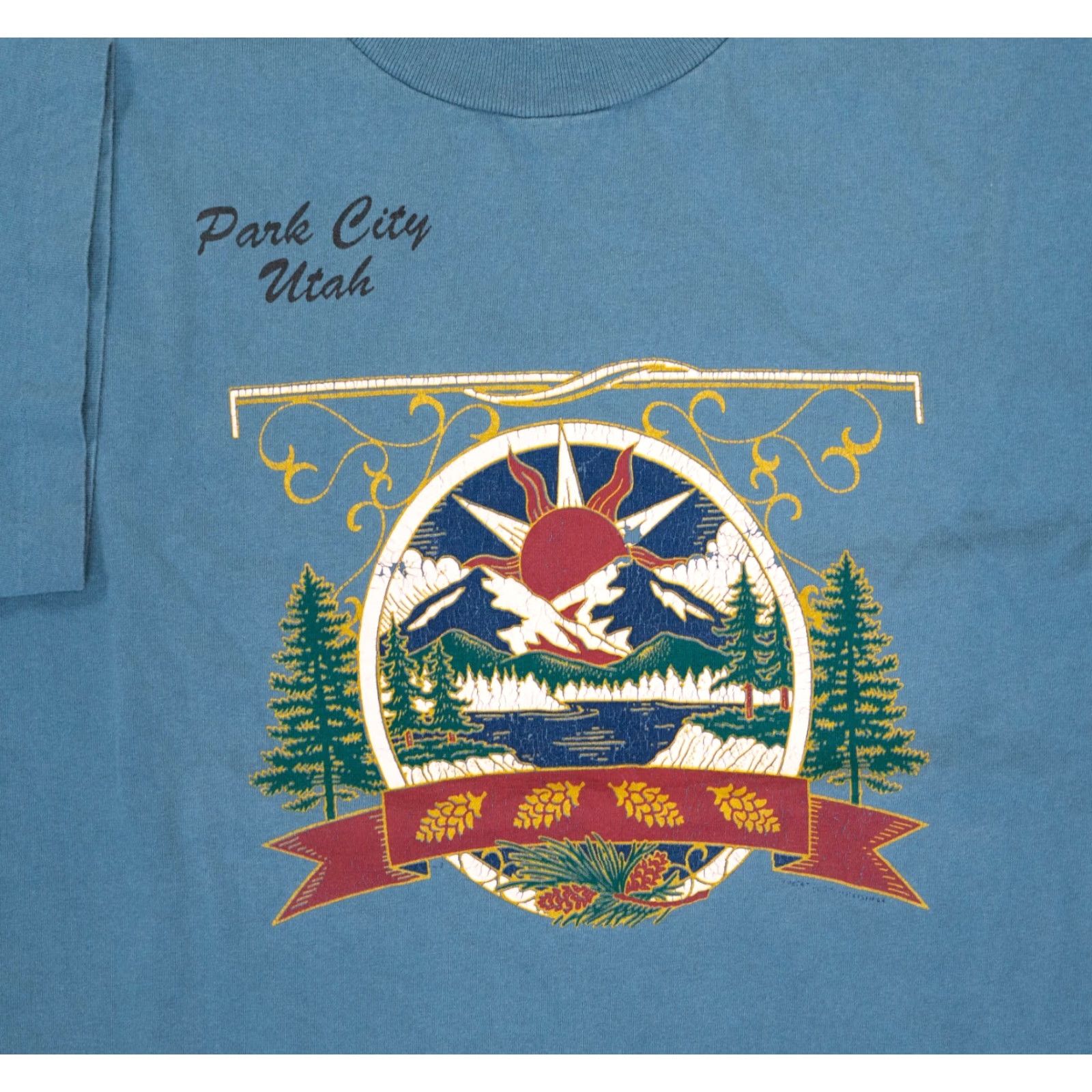 Vintage VINTAGE Murina Park City Utah T-Shirt Men L Blue 90s USA Logo Crew Neck Long Sleeve Made in USA Size US L / EU 52-54 / 3 - 3 Thumbnail