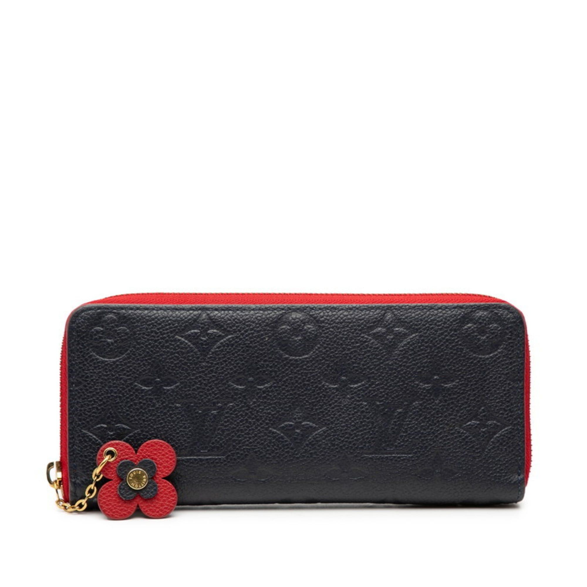 Louis Vuitton Louis Vuitton Monogram Empreinte Portefeuille Clemence Round Zip Long Wallet M68325 Marine Rouge Navy Leather Women's LOUIS VUITTON Size ONE SIZE - 1 Thumbnail