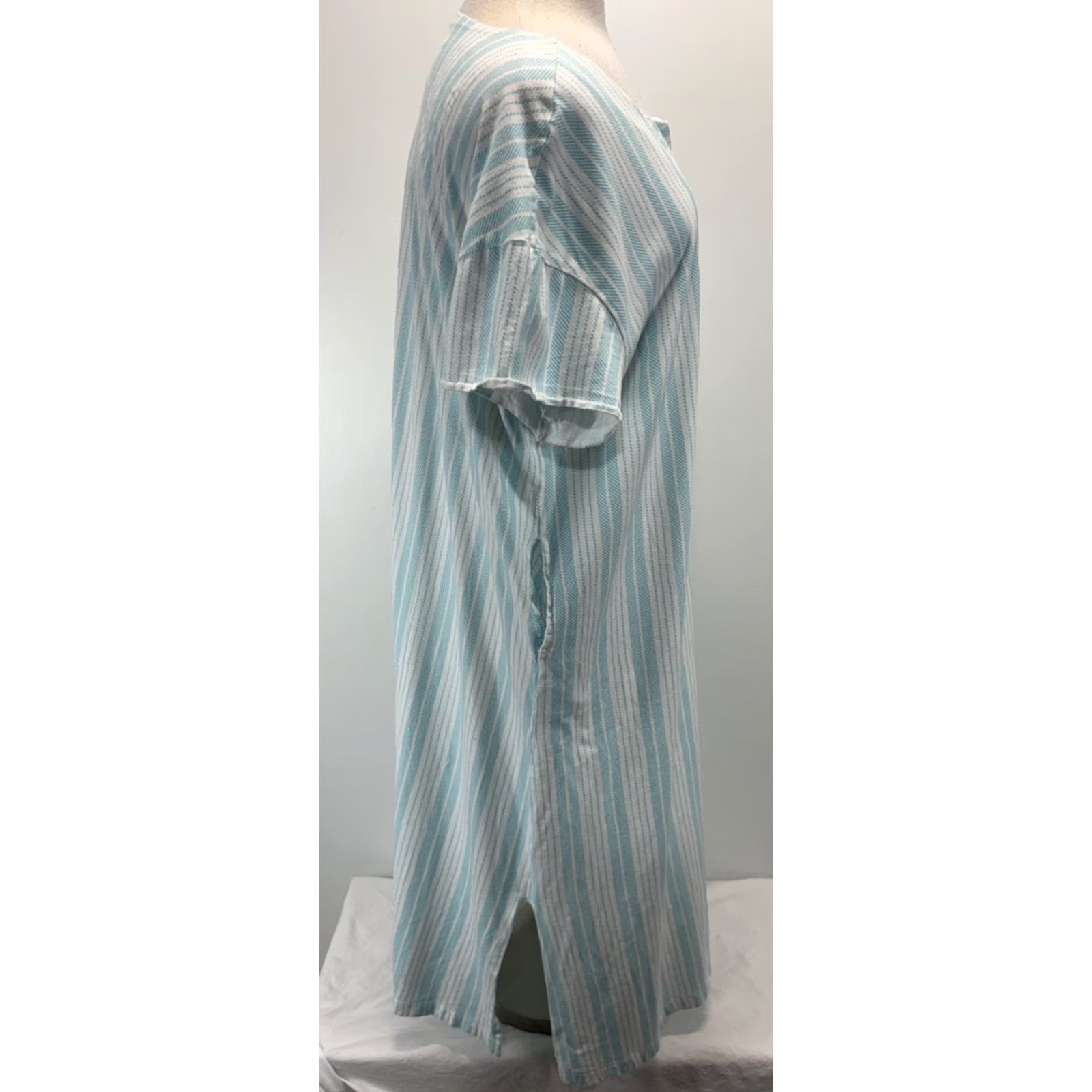 Vintage VINTAGE Stan Herman Striped Kaftan Dress Women’s L Blue White Pockets Size L / US 10 / IT 46 - 4 Thumbnail