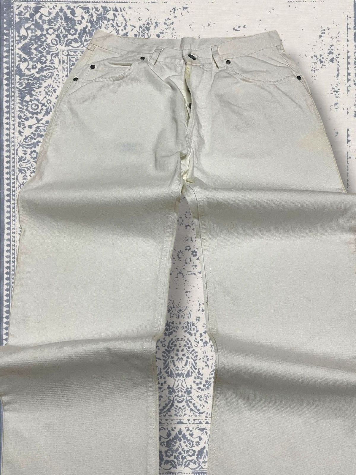 Celine Vintage Og 1990s Designer Celine Paris Baggy White Denim Size US 28 / EU 44 - 4 Thumbnail